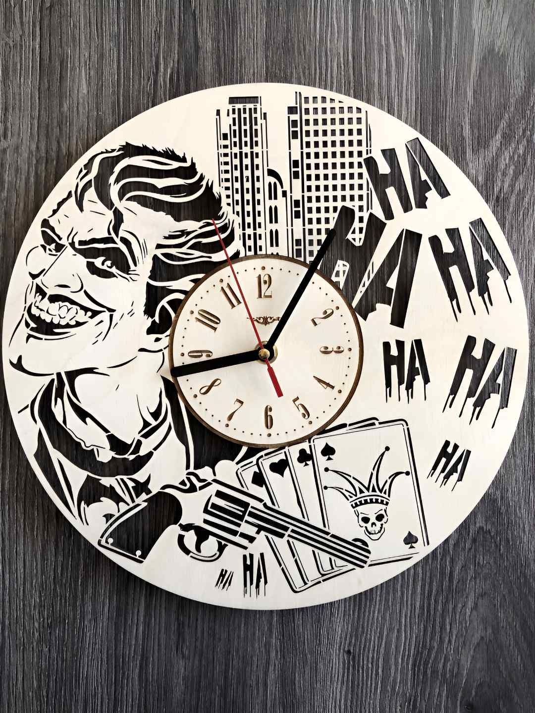 

QEZNEF Beige & Black Printed Round Shaped Contemporary Analogue Wooden Wall Clock