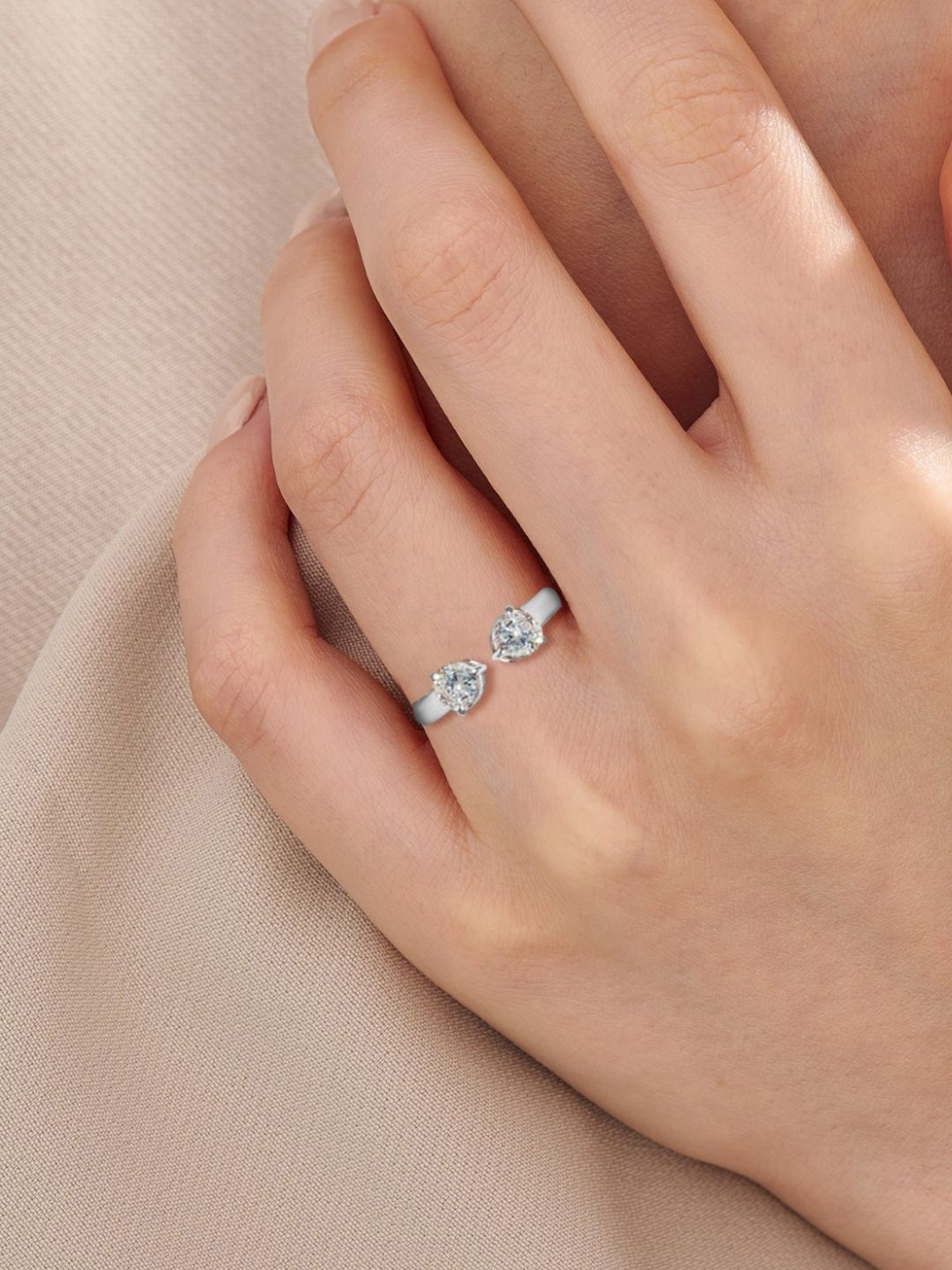 

HighSpark 925 Sterling Silver CZ Stone Studded Adjustable Finger Ring