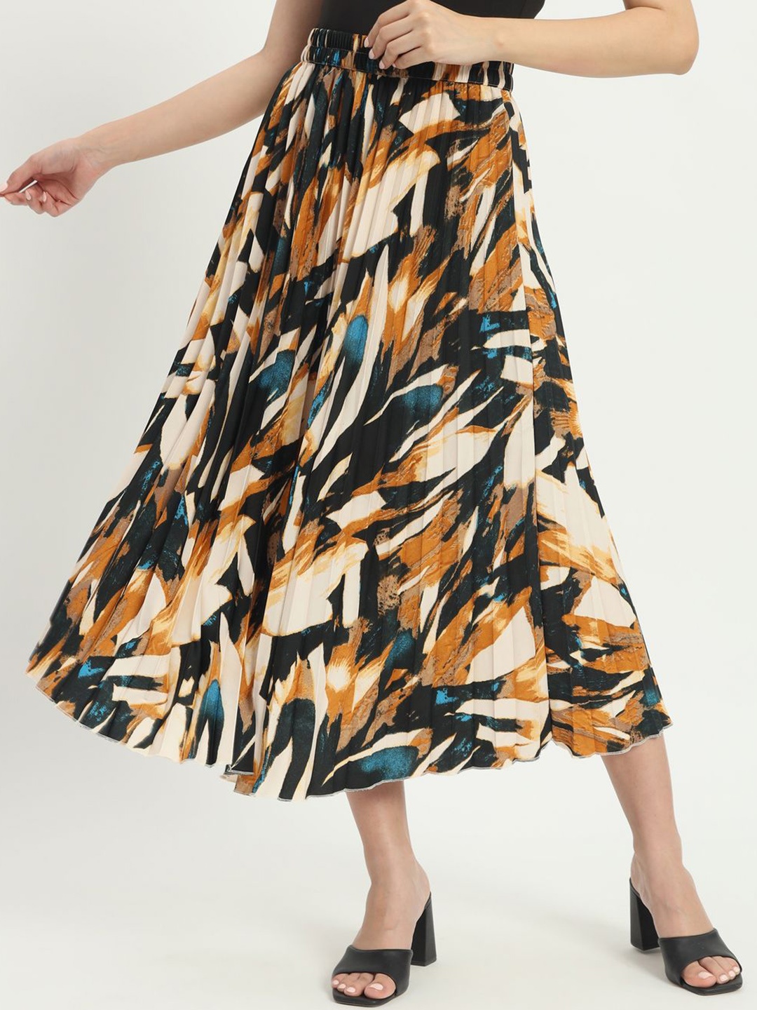 

ZWERLON Abstract Printed A-Line Skirt, Yellow