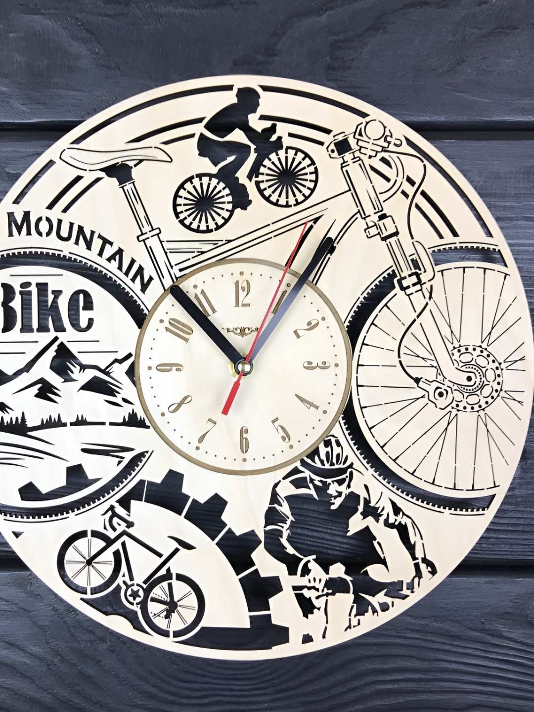 

QEZNEF Beige & Black Cycle Textured Contemporary Round Shaped Wooden Wall Clock