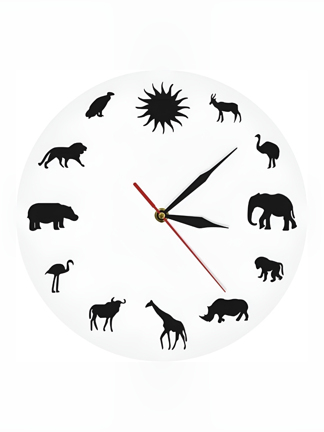 

QEZNEF White and Black Printed Round Shaped Wooden Analogue Contemporary Wall Clock