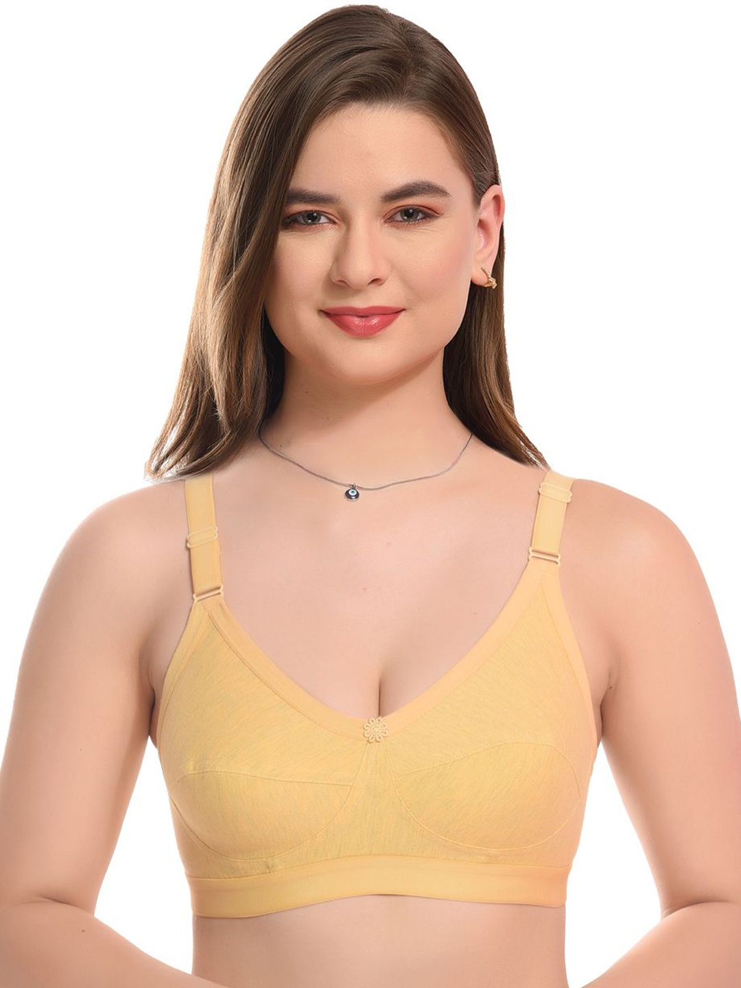 

don't Shy Solid Non Padded Full Coverage Cotton Bra, Yellow