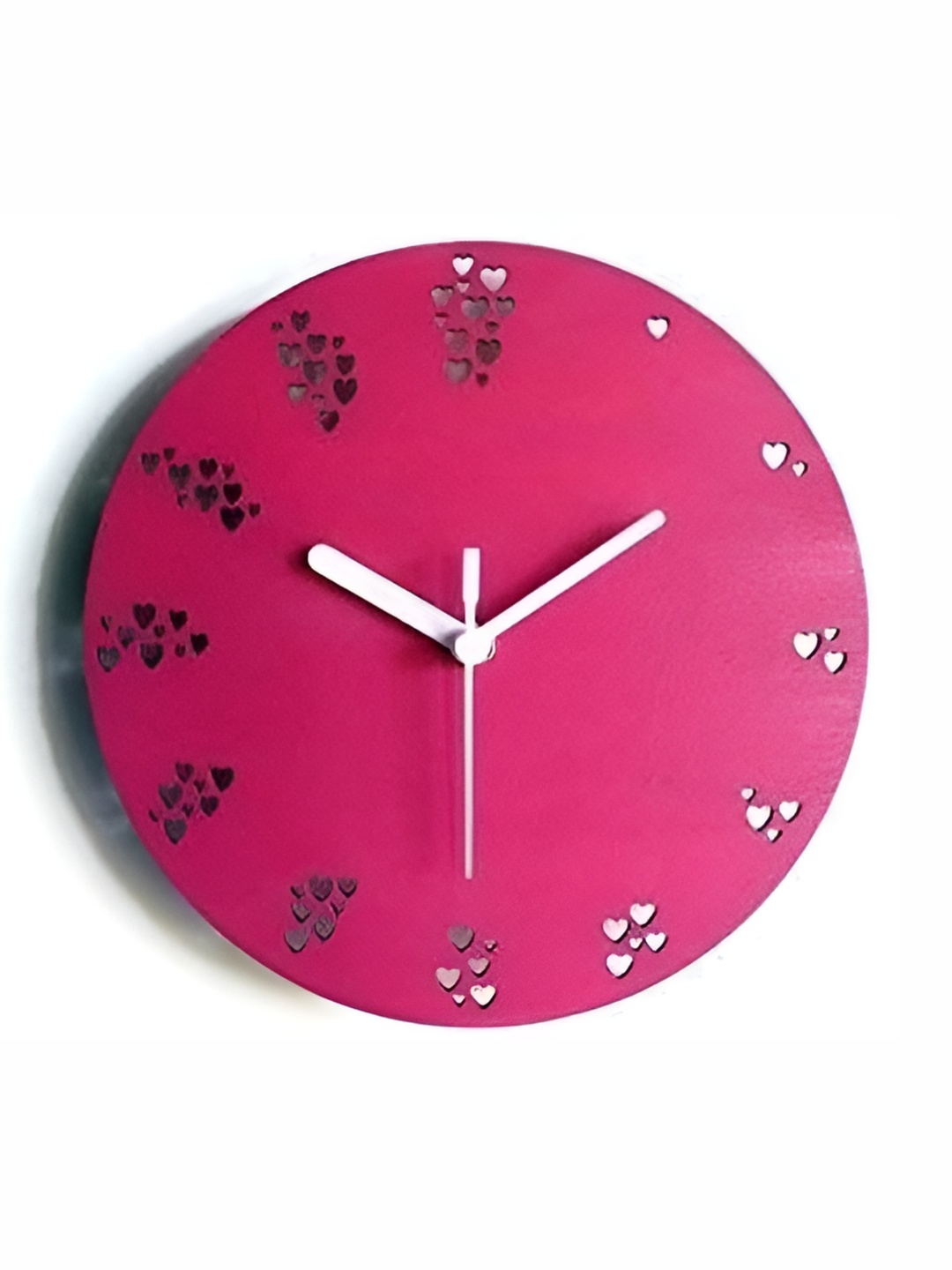 

QEZNEF Pink Textured Round Analogue Wooden Wall Clock Without Glass