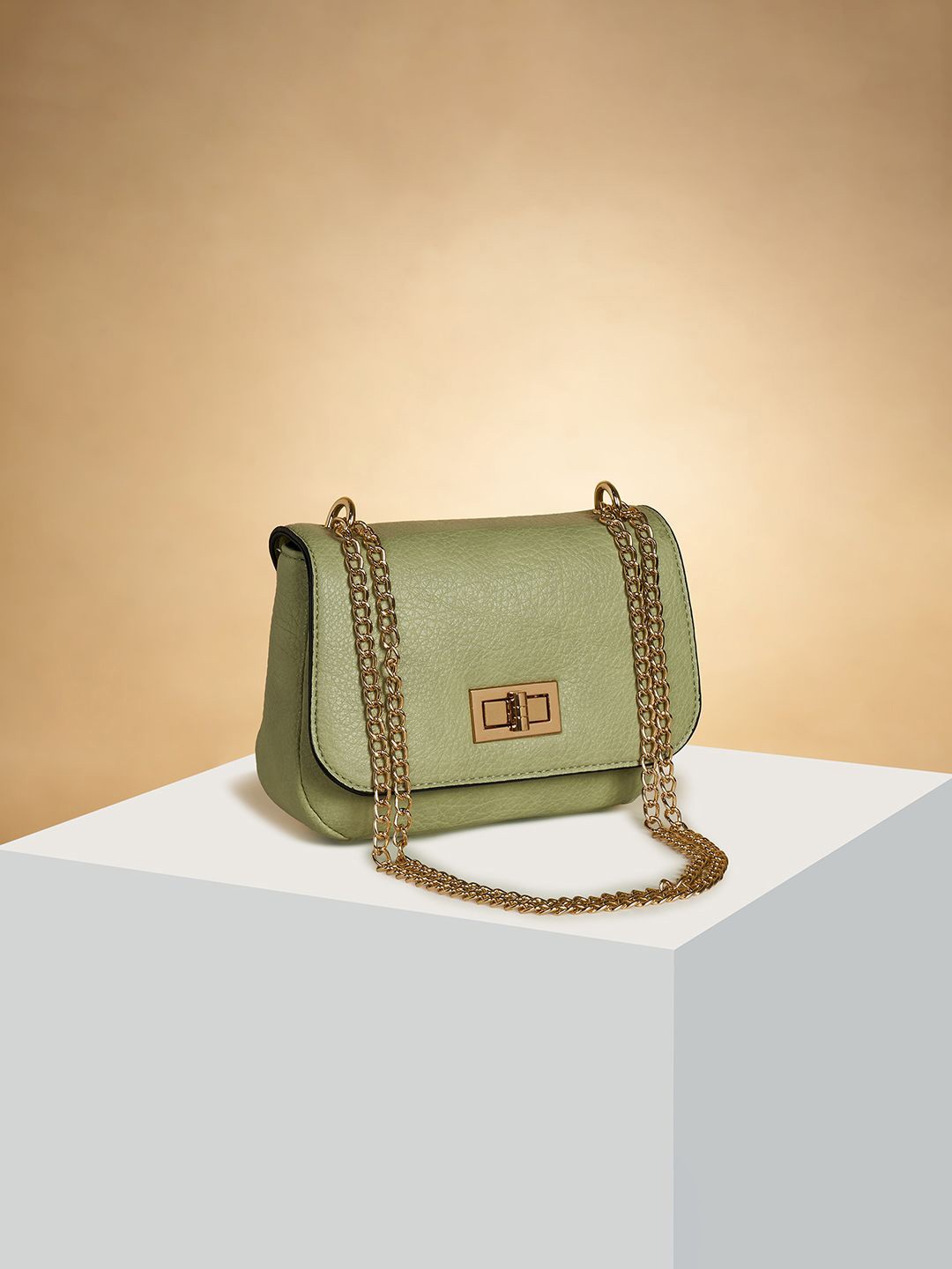 

Forever Glam by Pantaloons Women Textured PU Oversized Structured Sling Bag, Green