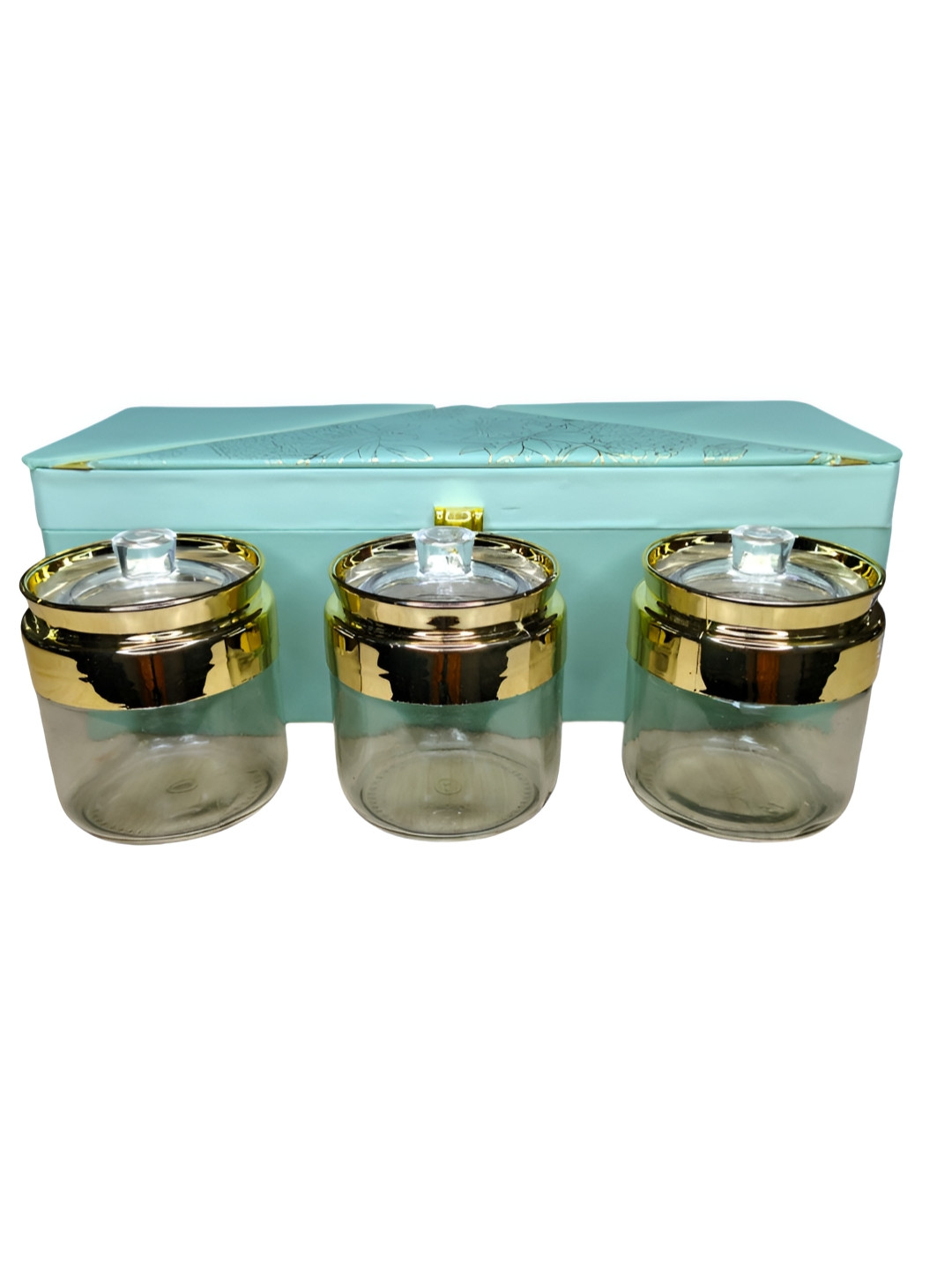 

PUFFSMART Green & Transparent 3 Pieces Jar Boxes Home Gift Sets