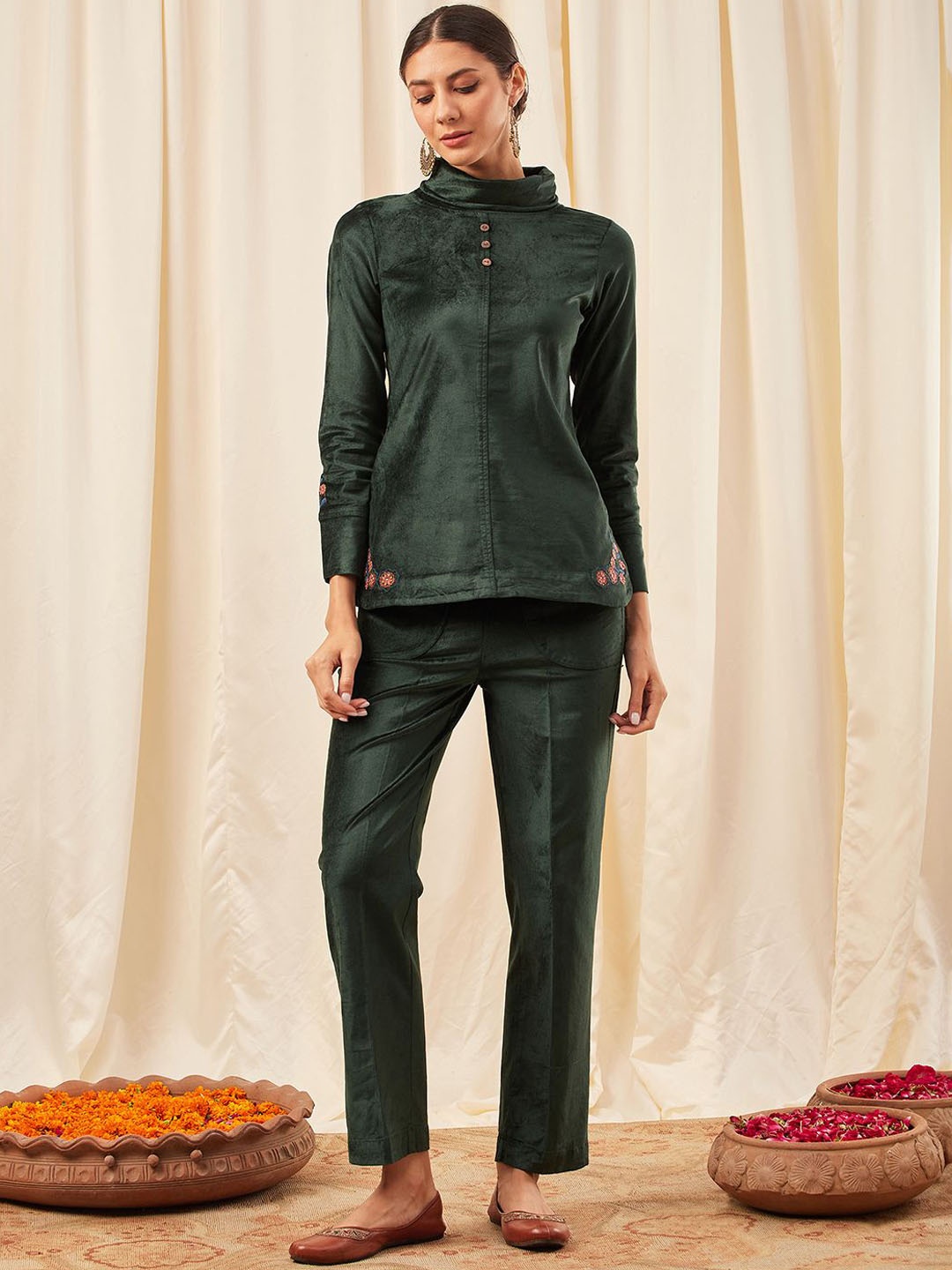 

STADO Long Sleeved High Neck Tunic & Trouser, Green