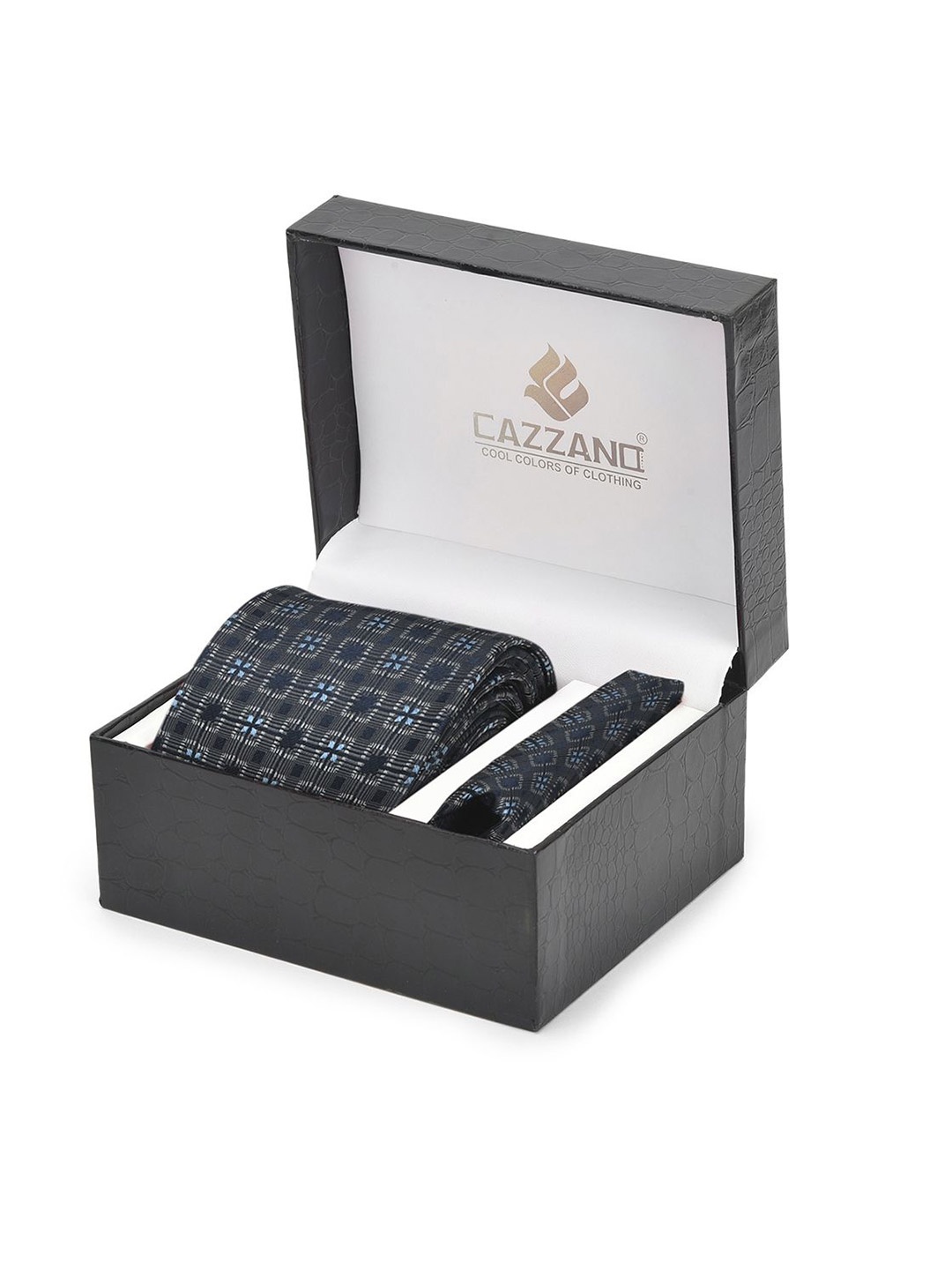 

Cazzano Men Accessory Gift Set Of Tie & Pocket Square, Grey