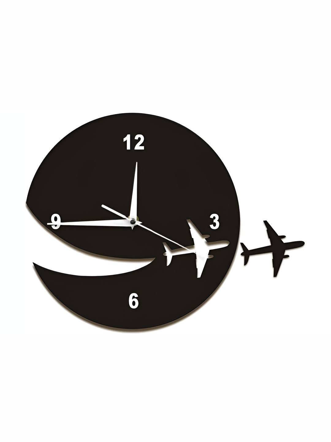 

QEZNEF Black Round Shaped Contemporary Analogue Wooden Wall Clock