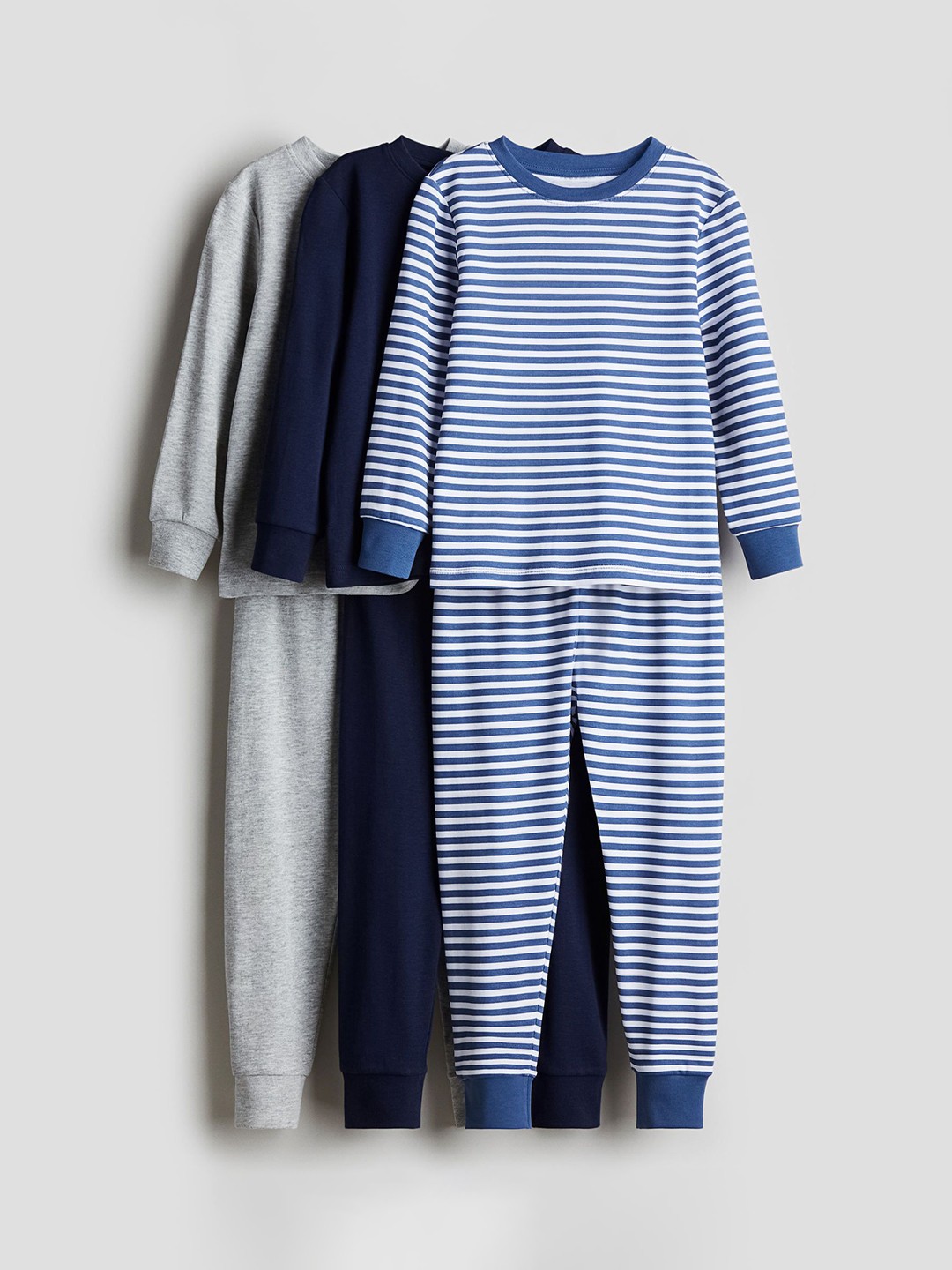 

H&M Infant Boys Pack Of 3 Striped Cotton Pyjamas, Blue
