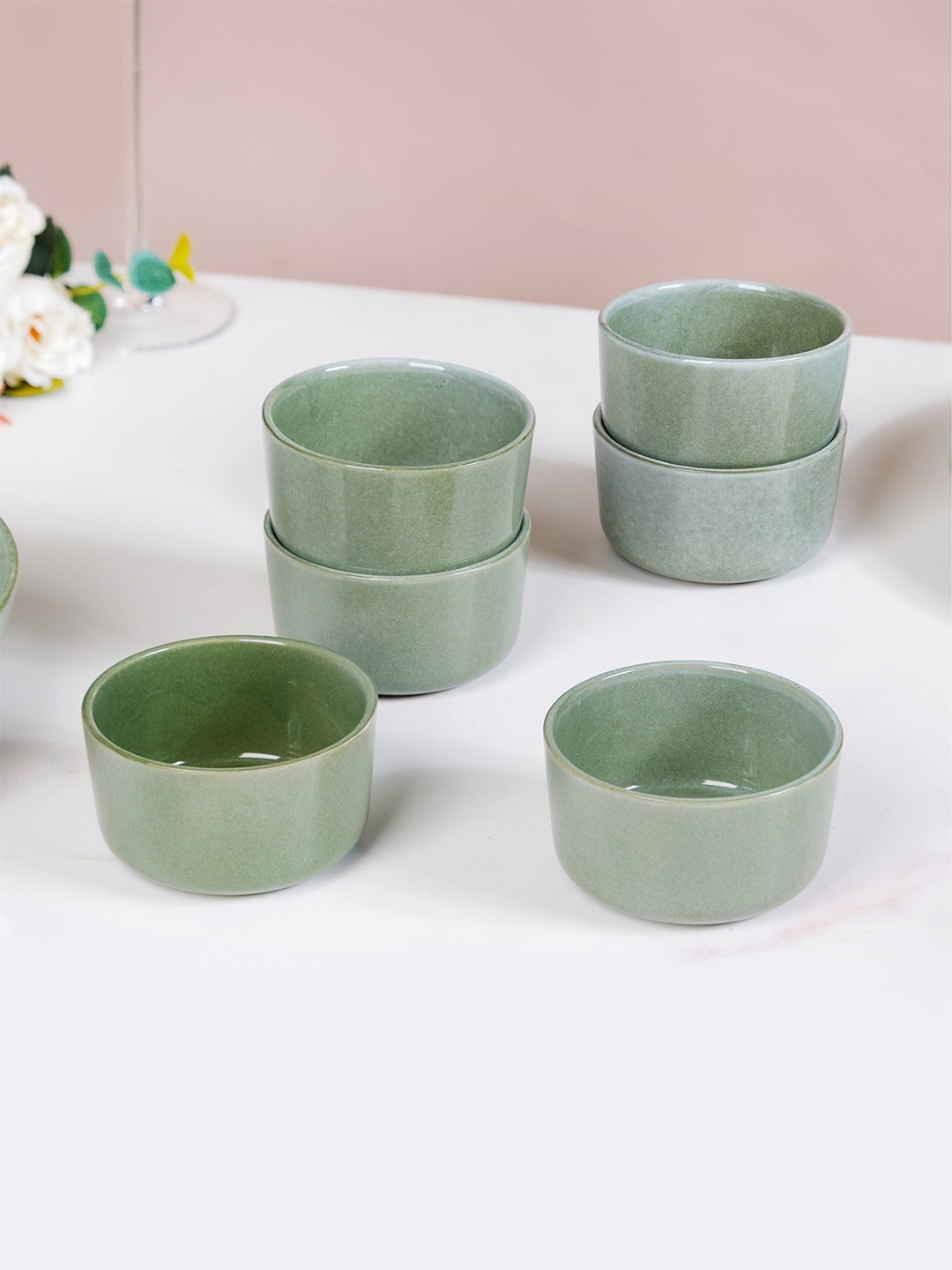 

Nestasia Green 6 Pieces Ceramic Bowls 200 ml each