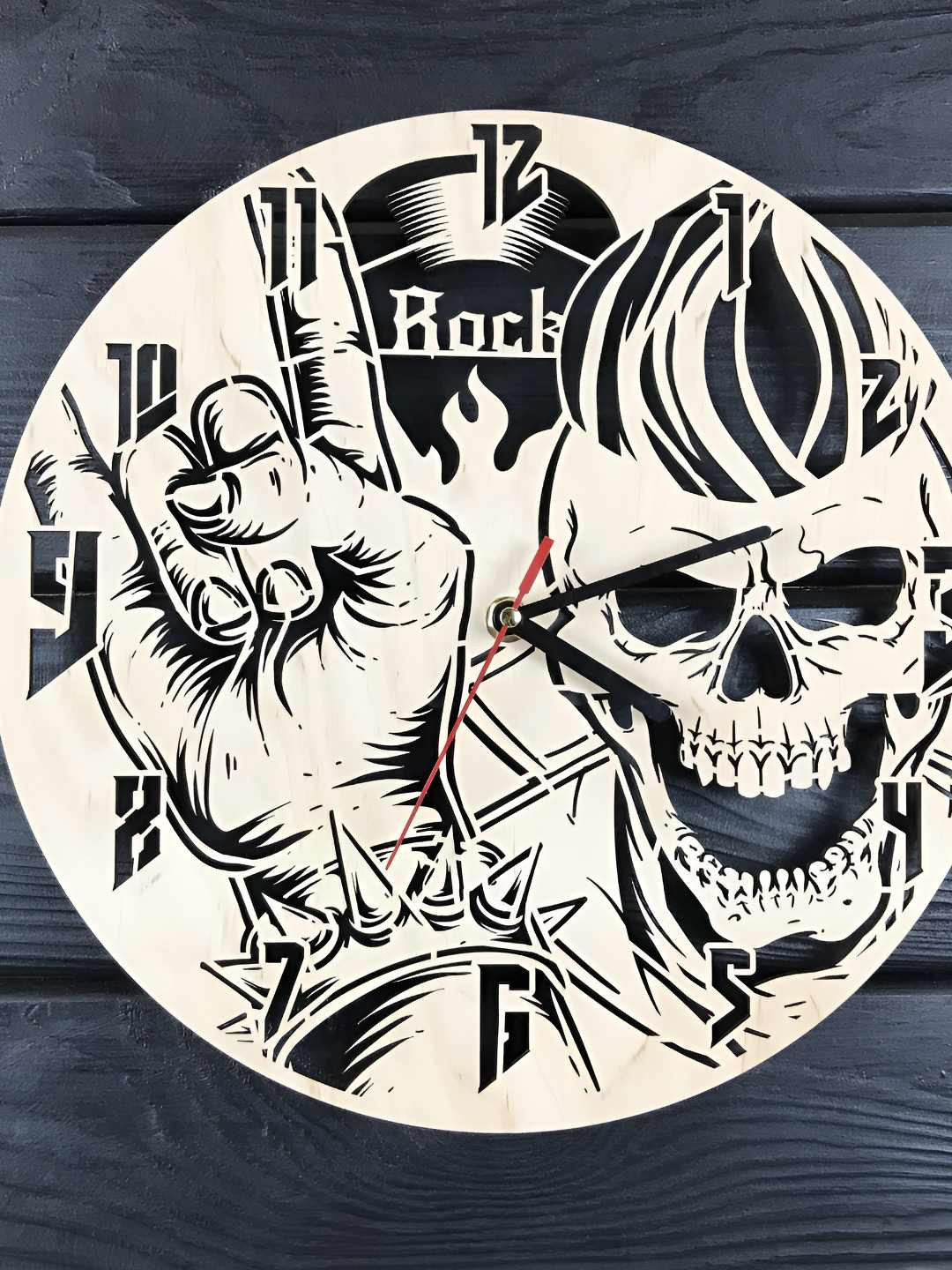 

QEZNEF Beige & Black Printed Round Shaped Contemporary Analogue Wooden Wall Clock