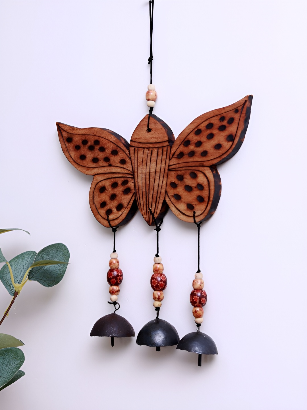 

Unravel India Brown & Black Printed Windchimes With Embedded Bells