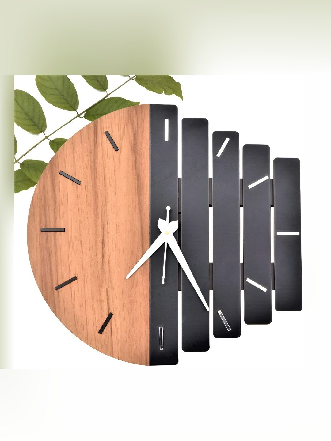 

QEZNEF Black Abstract Shaped Contemporary Analogue Wooden Wall Clock