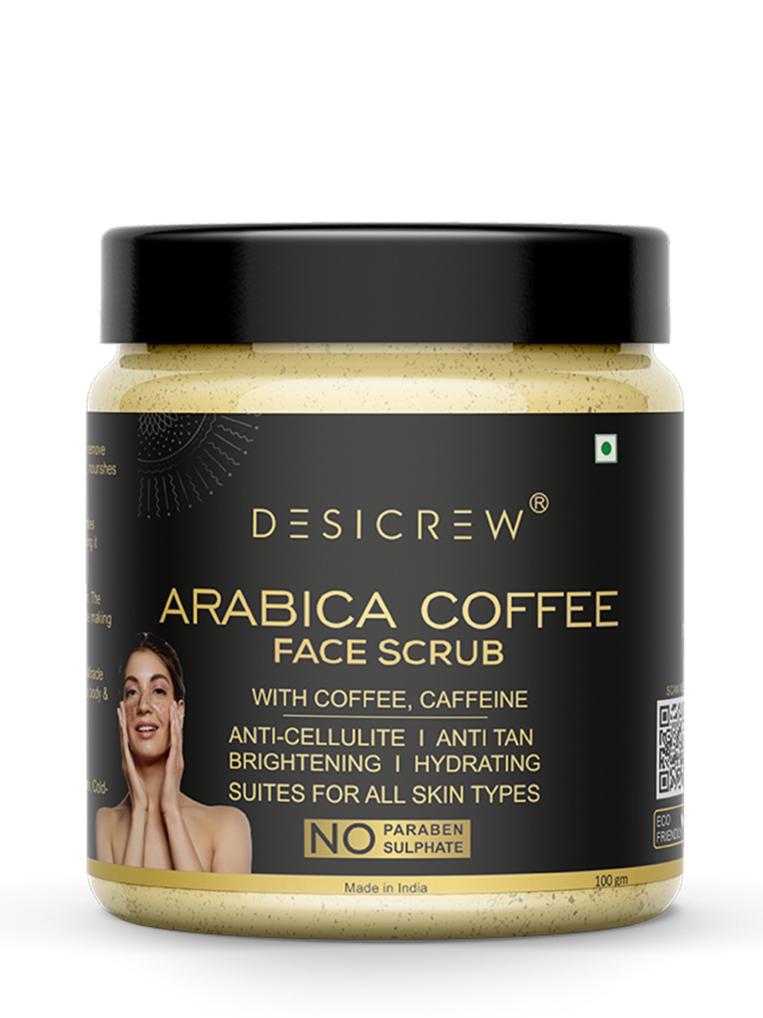 

Desi Crew Arabica Coffee Face Scrub- 100g, Brown