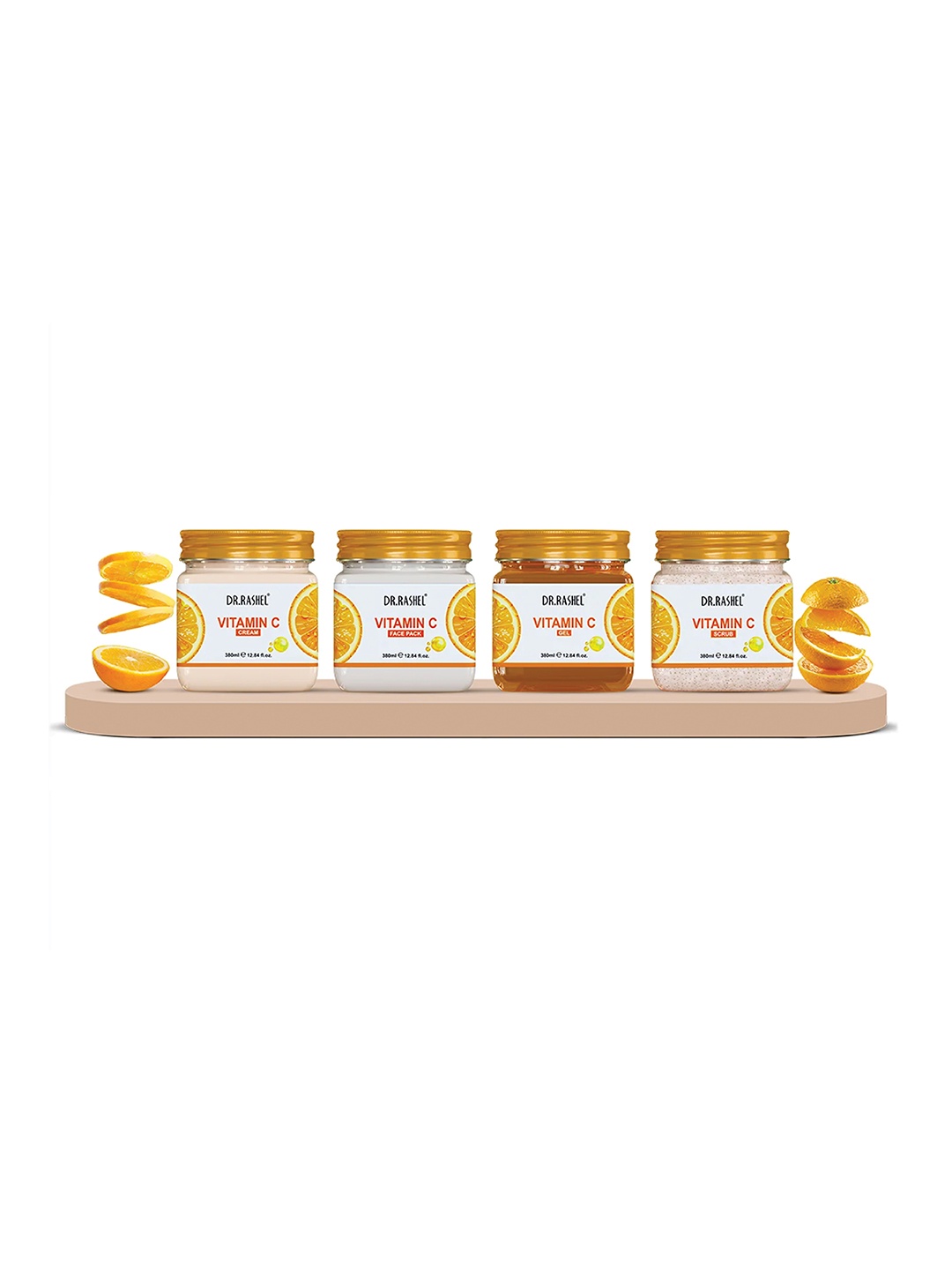 

DR.RASHEL Set Of 4 Vitamin C Cream, Face Pack, Gel & Scrub 380 ml Each, Orange