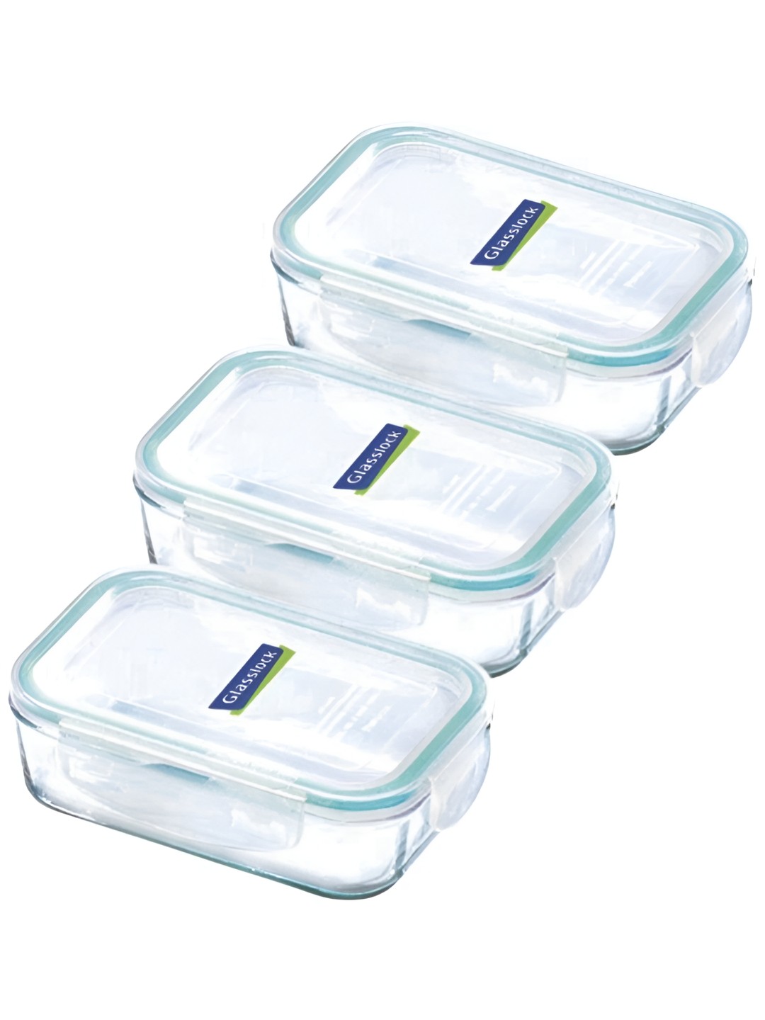 

Glasslock Transparent 3 Pieces Glass Microwave Safe Lunch Box 400ml