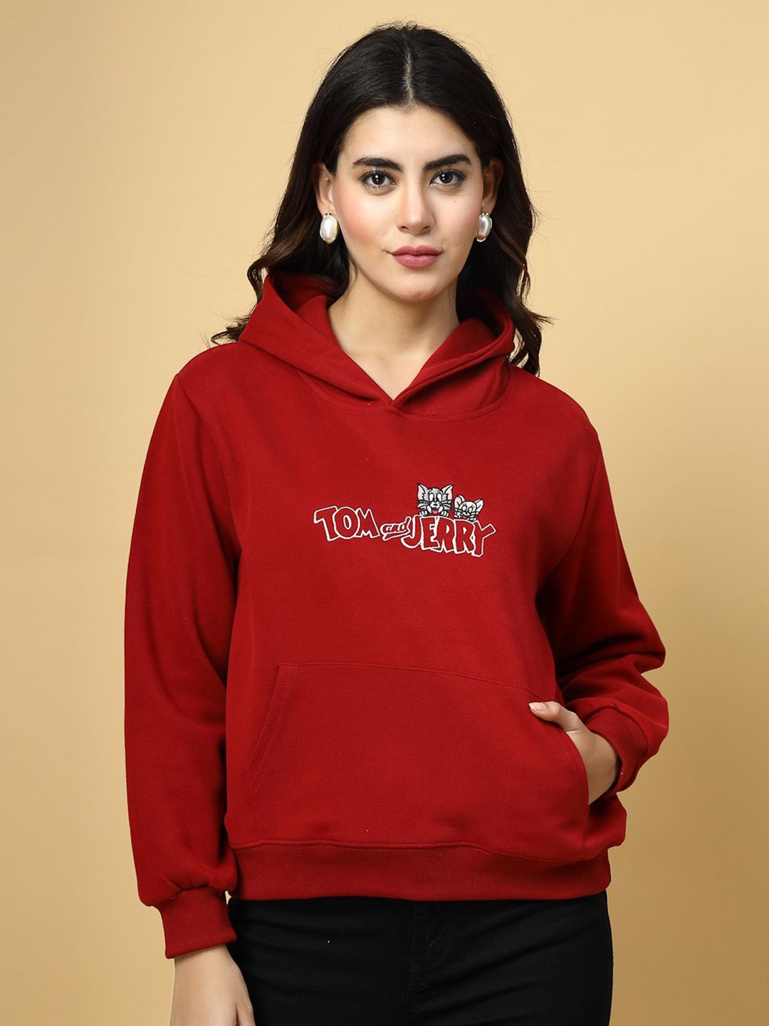 

Mafadeny Women Typography Printed Hood Pullover Sweatshirt, Maroon