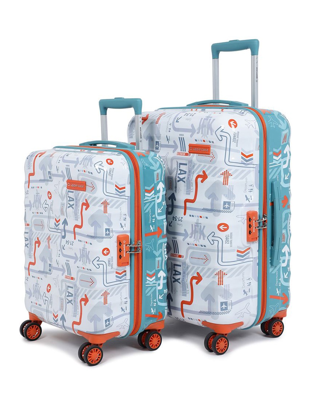 

uppercase JFK Duo Set Of 2 Printed Hard-Sided Trolley Bags, Teal