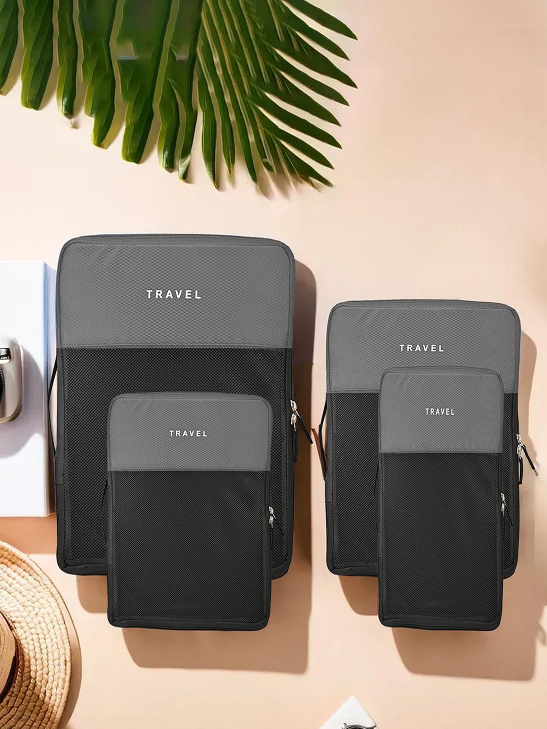 

Kuber Industries Set Of 4 Waterproof Travel Kit For Toiletries With Handles, Grey