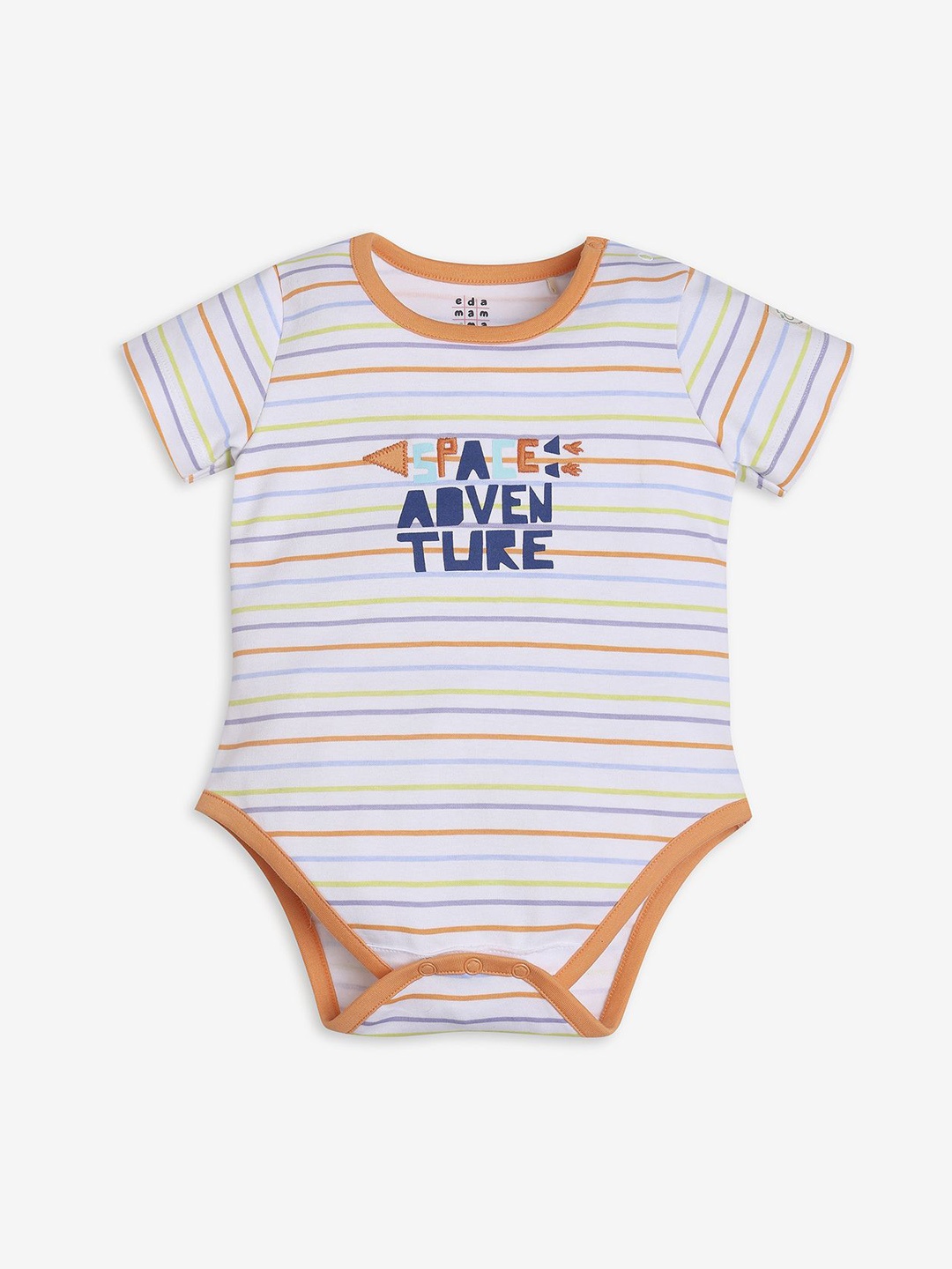 

Ed-a-Mamma Baby Infants Striped Cotton Bodysuit, White