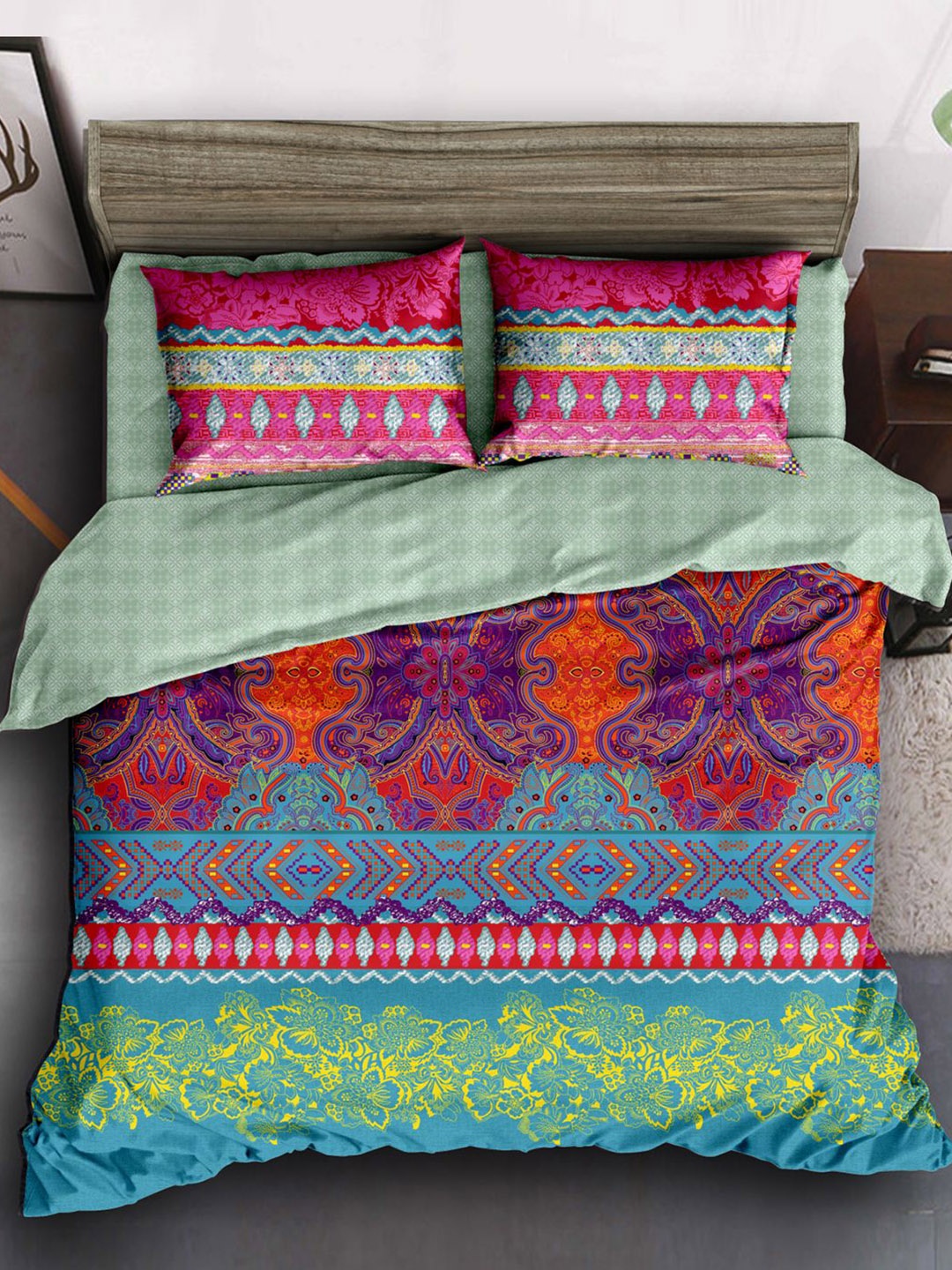 

Story@home Purple Ethnic Motifs Satin Finish 240 TC King Bedsheet Set