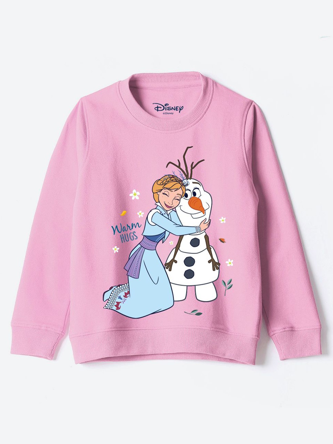 

YK Disney Girls Graphic Printed Round Neck Cotton Pullover Sweatshirt, Pink