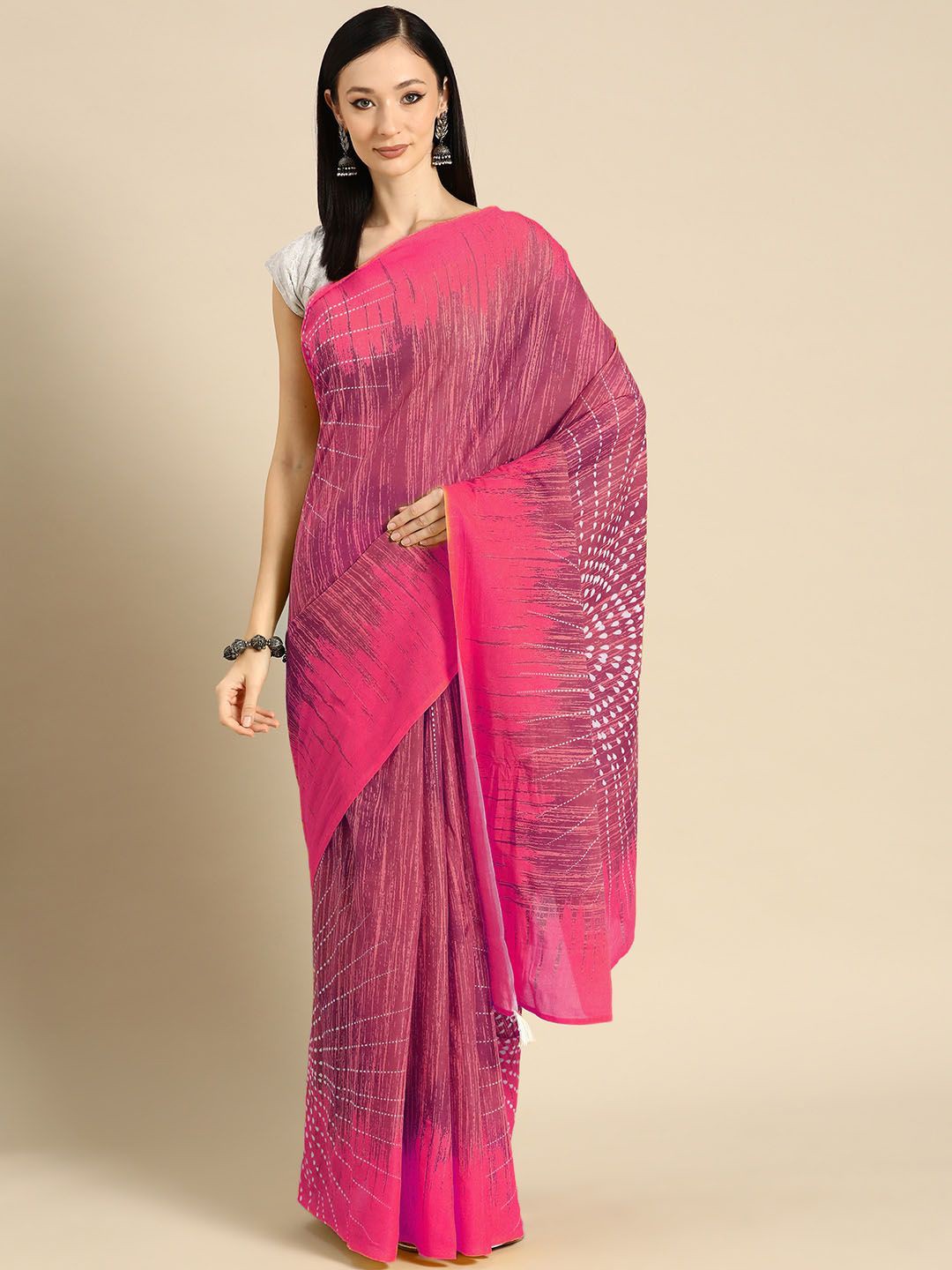 

BUTA BUTI Abstract Printed Pure Cotton Saree, Red