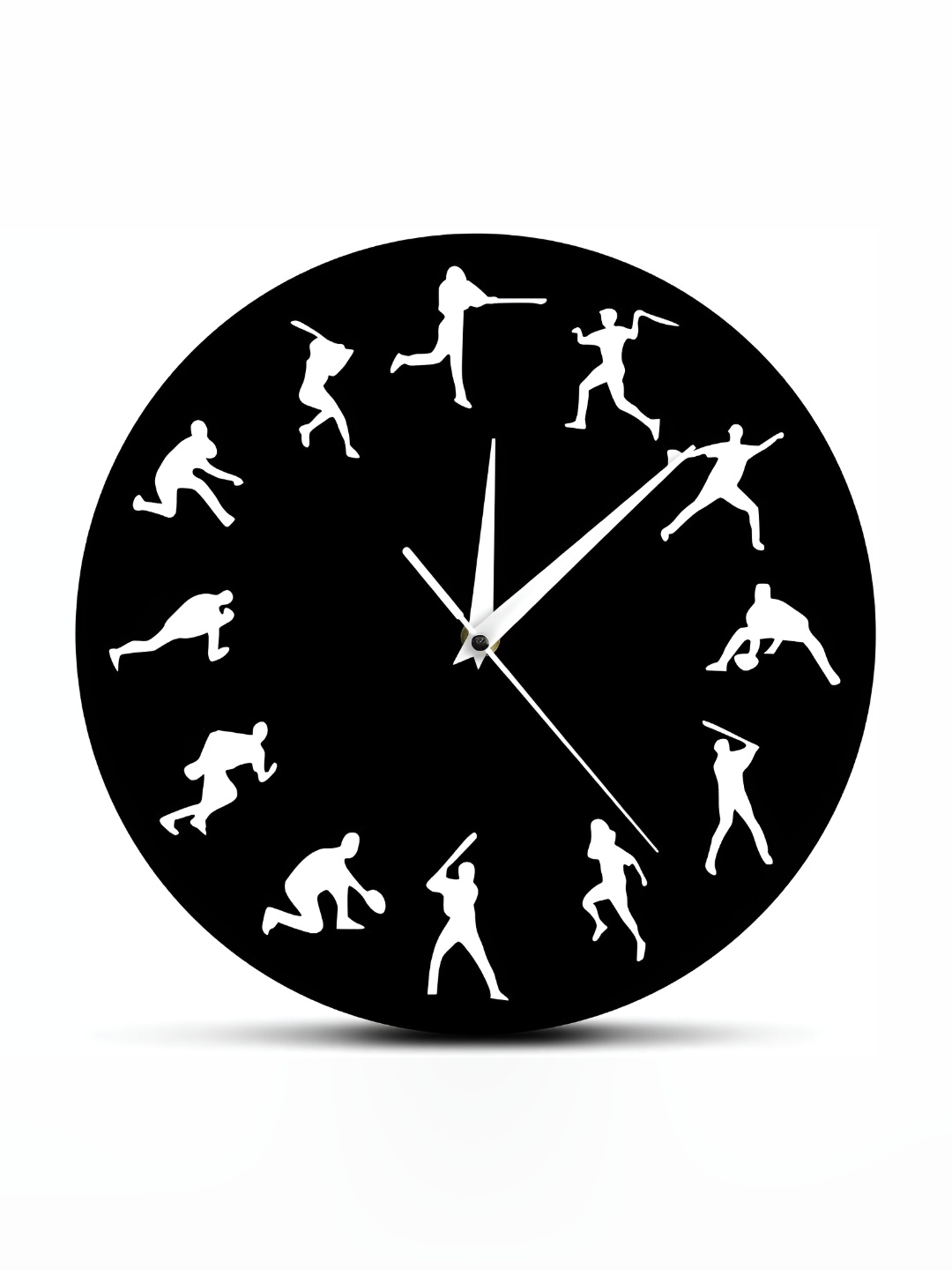 

QEZNEF Black & White Printed Contemporary Wooden Round Wall Clock