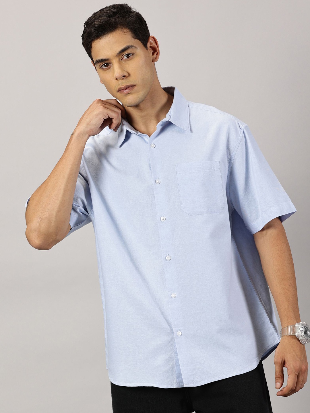 

THIRD QUADRANT Men Relaxed Opaque Casual Shirt, Blue