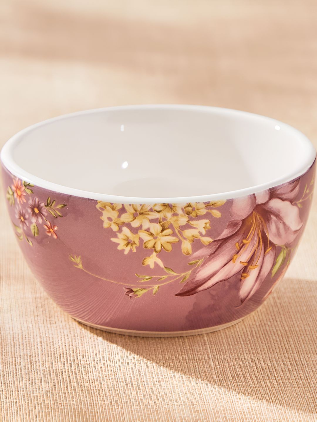 

Home Centre Moksha Lily White Floral Printed Ironstone Glossy Serving Bowl 250ml
