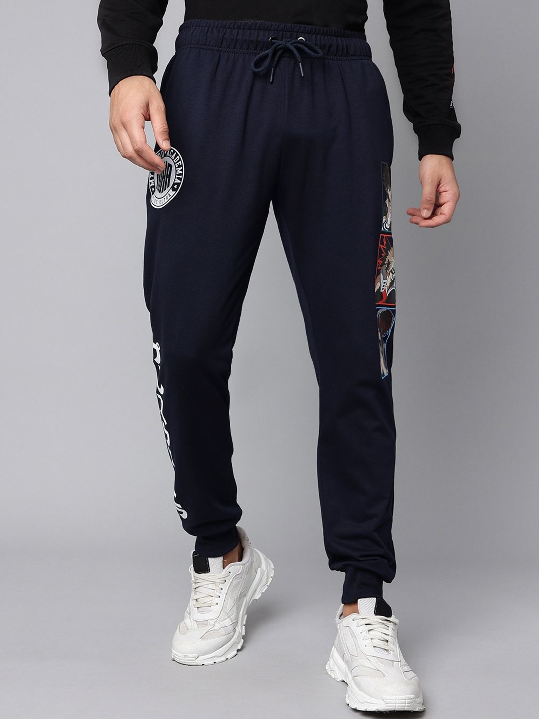 

Free Authority Men My Hero Academia Printed Mid-Rise Joggers, Navy blue