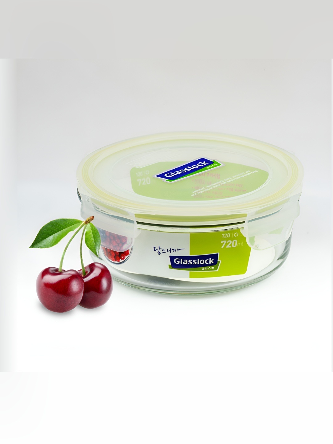 

Glasslock Transparent Glass Microwave Safe Round Fridge Container 720 ml