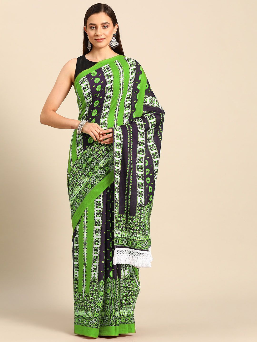 

BUTA BUTI Kalamkari Pure Cotton Saree, Green