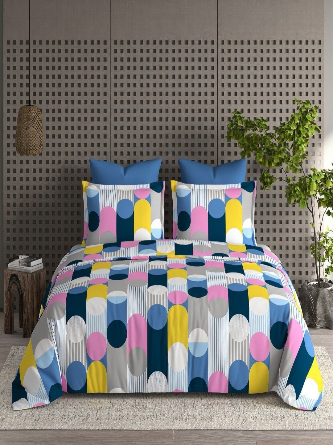 

CHICERY Blue Polka Dots Printed Pure Cotton Heavy Winter 350 GSM Double Bed Comforter