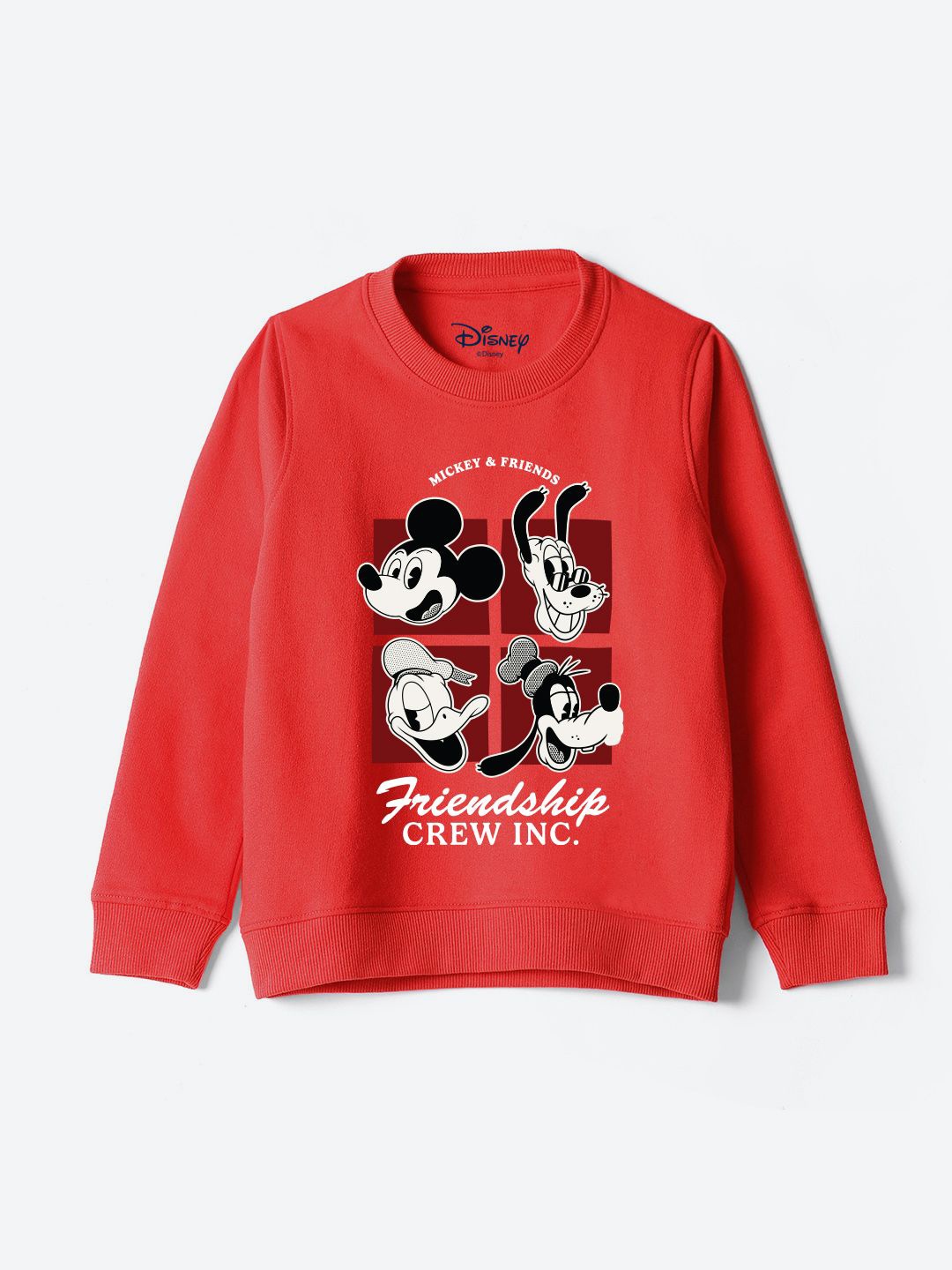 

YK Disney Boys Graphic Printed Round Neck Cotton Pullover Sweatshirt, Red