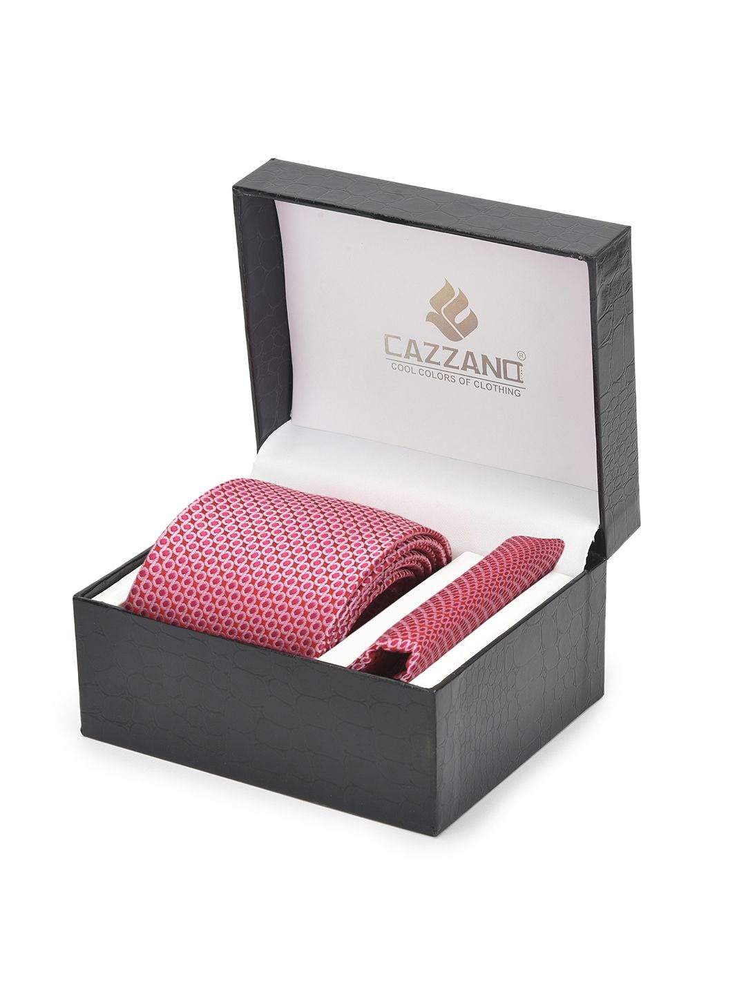 

Cazzano Men Accessory Gift Set Of Tie & Pocket Square, Coral