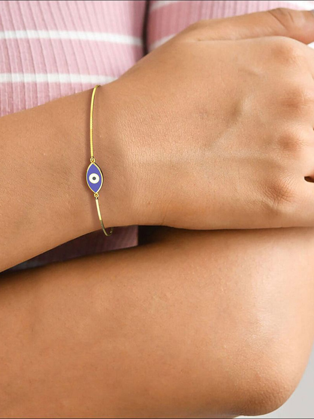 

KISNA DIAMOND AND GOLD JEWELLERY Women Evil Eye Charm Bracelets, Yellow