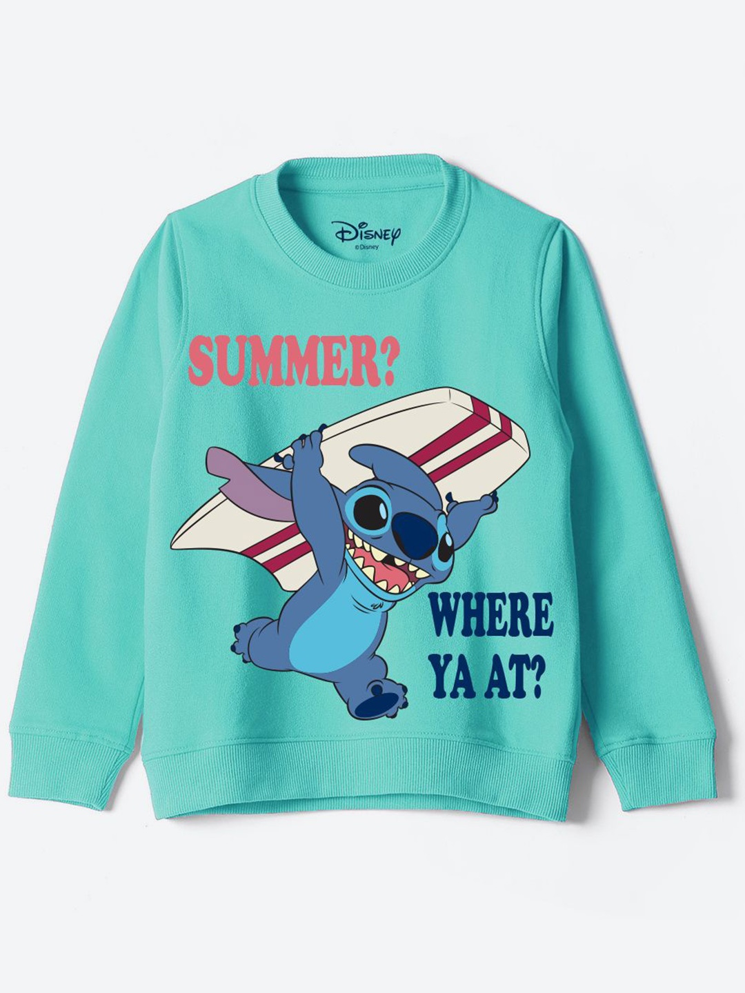 

YK Disney Unisex Kids Graphic Printed Round Neck Cotton Pullover Sweatshirt, Turquoise blue