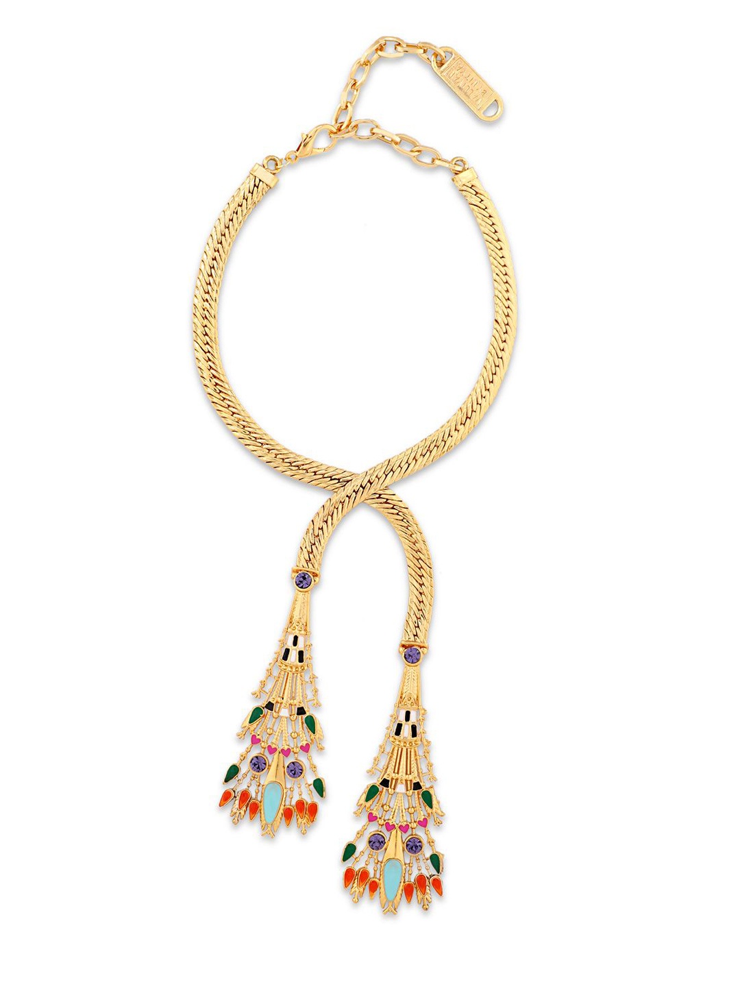 

VALLIYAN BY NITYA Allure Nefertiti Crossover Stones Studded Gold-Plated Necklace