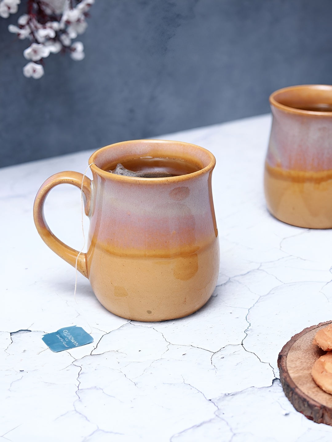 

Unravel India Brown 2 Pieces Printed Ceramic Matte Mugs 140 ml