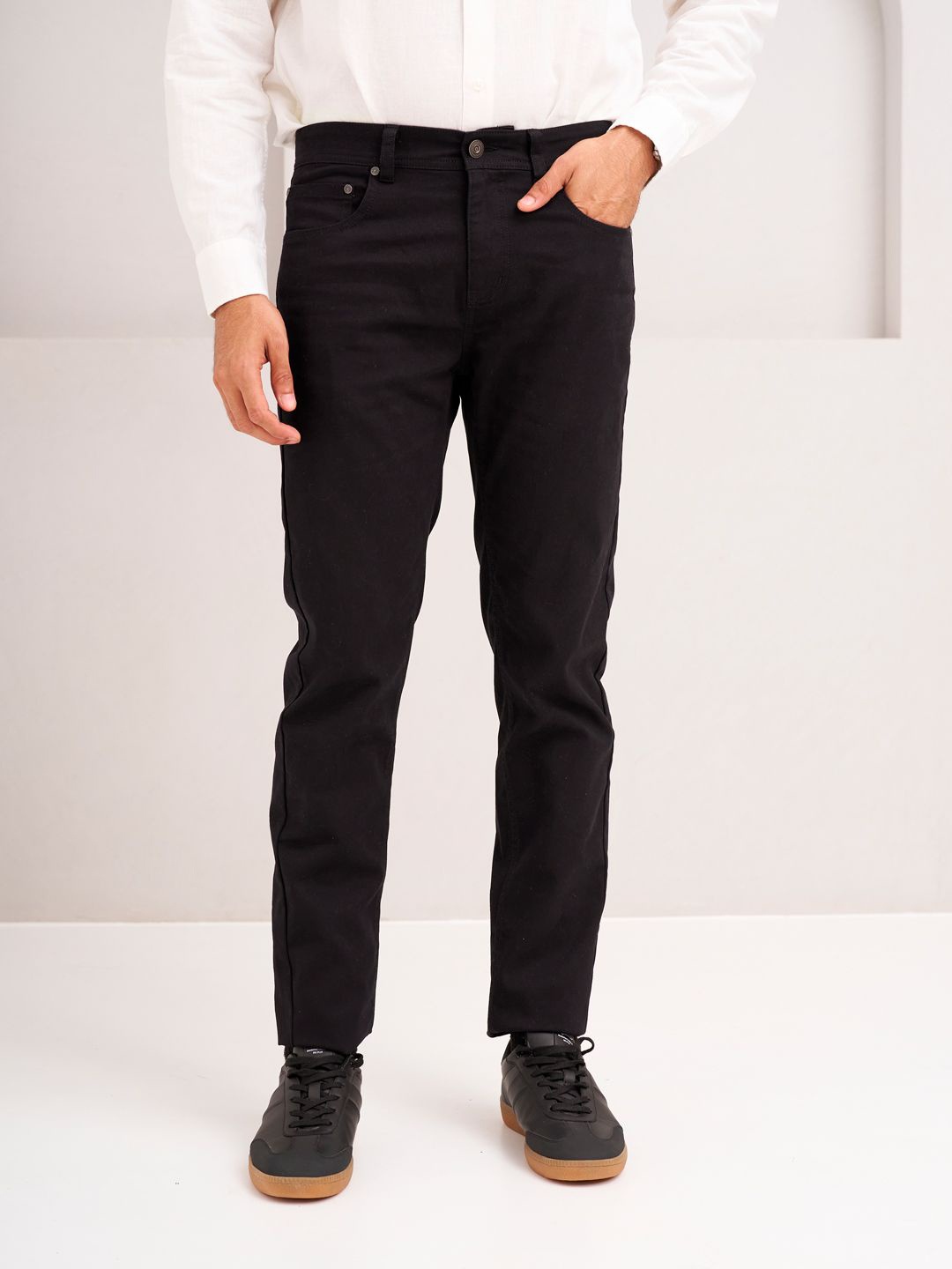 

The Pant Project Men Comfort Slim Fit Chinos Trousers Infinite Jeanos, Black