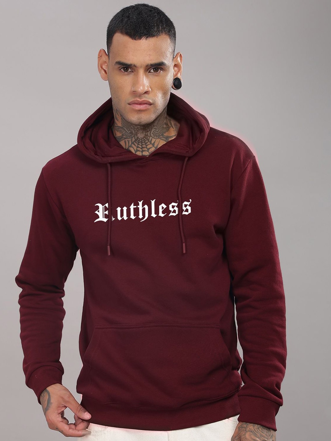 

ADRO Men Graphic Printed Hood Cotton Pullover Sweatshirt, Maroon