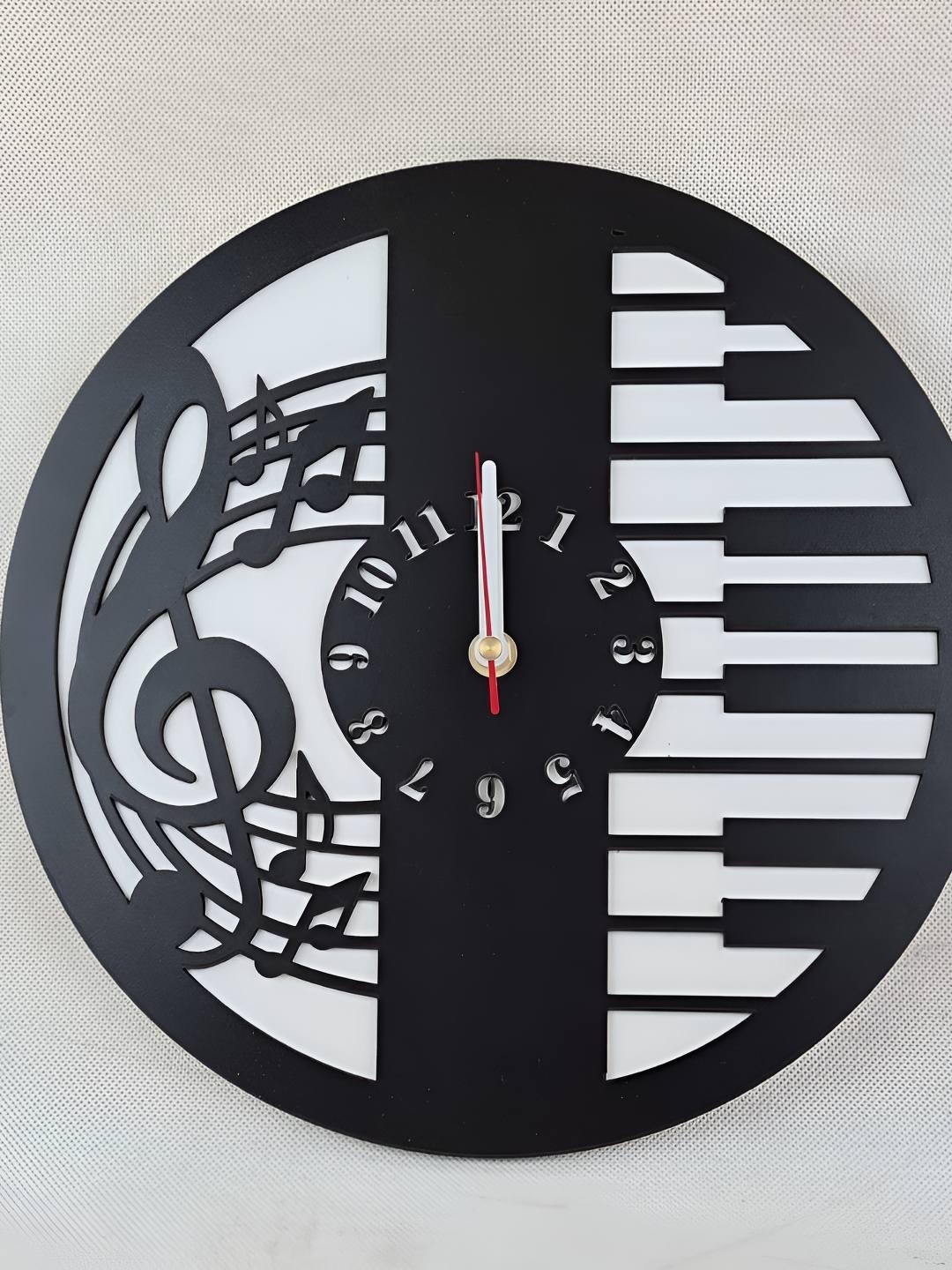 

QEZNEF Black Textured Round Contemporary Analogue Wooden Wall Clock Without Glass