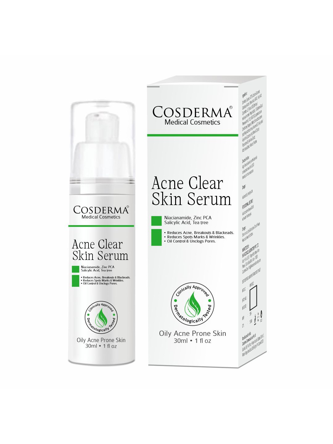 

COSDERMA Acne Clear Skin Serum With Niacinamide Reduce Acne-30ml, White