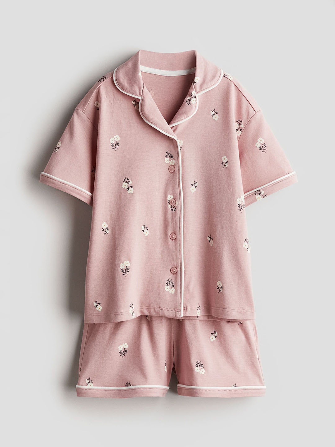 

H&M Girls Printed Pure Cotton Night Suit, Peach