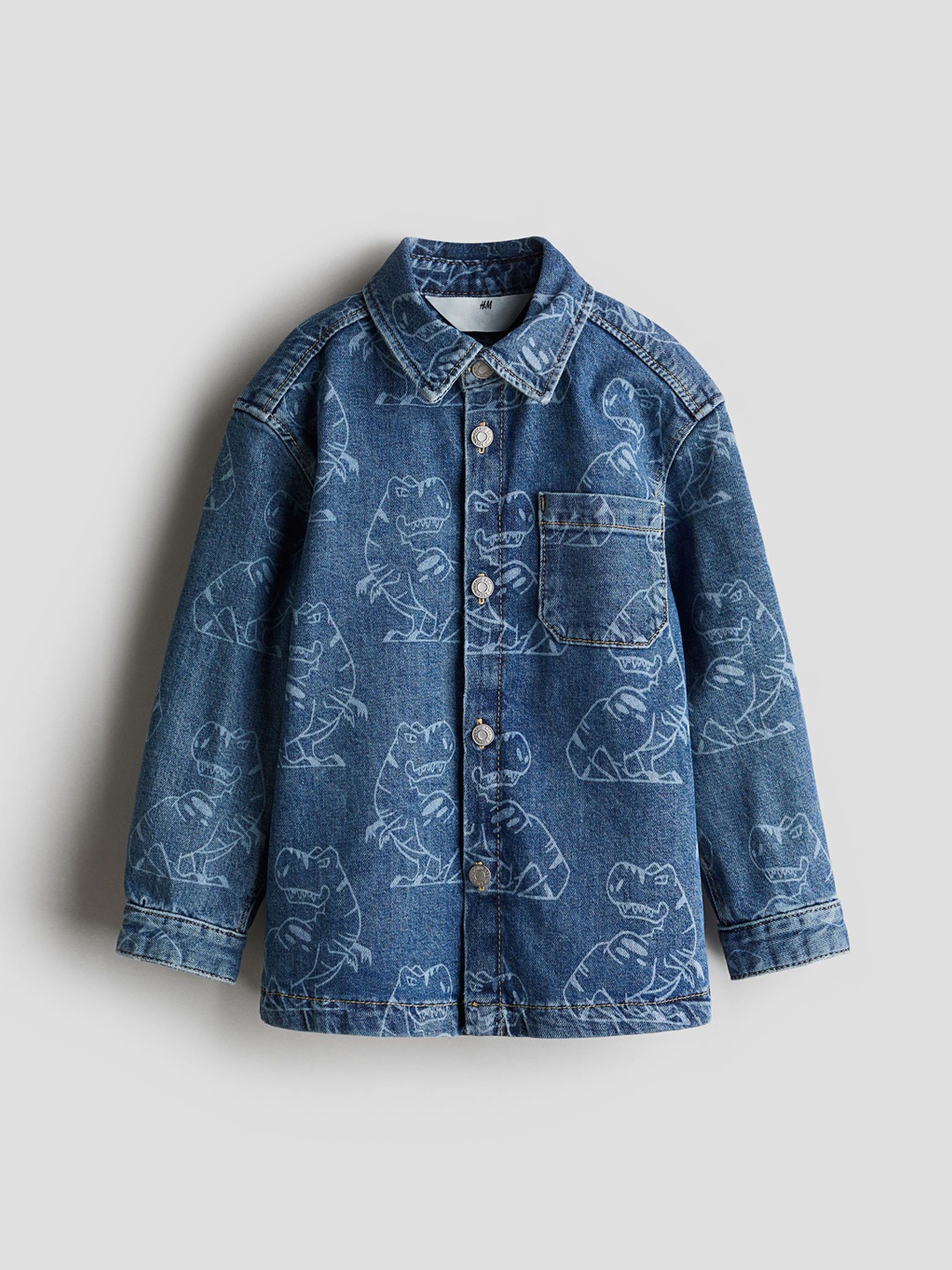 

H&M Boys Patterned Denim Shacket, Blue