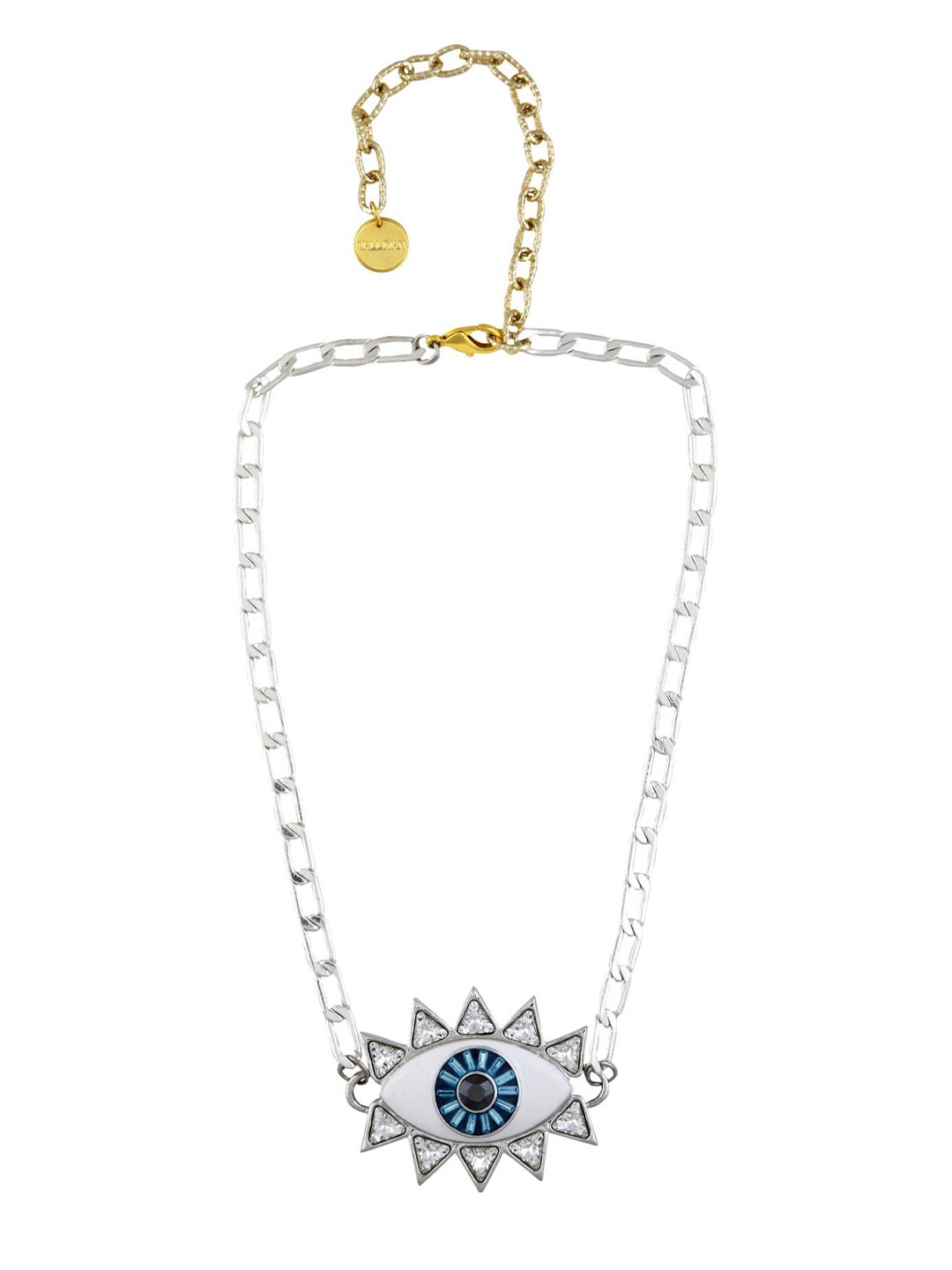 

VALLIYAN BY NITYA Silver-Plated Crystals Evil Eye Necklace