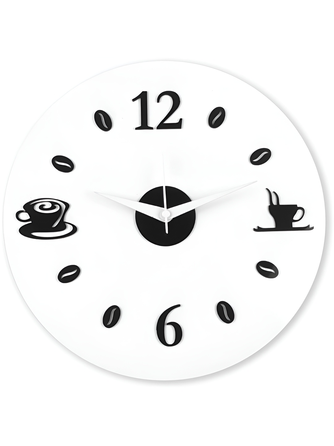

QEZNEF White & Black Round Shaped Contemporary Analogue Wooden Wall Clock