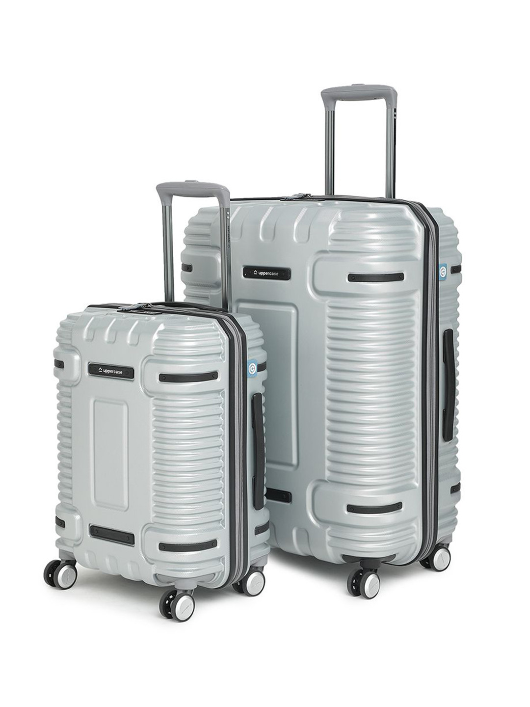

uppercase Ridge Set Of 2 Colourblocked Hard-Sided Trolley Bag, Silver