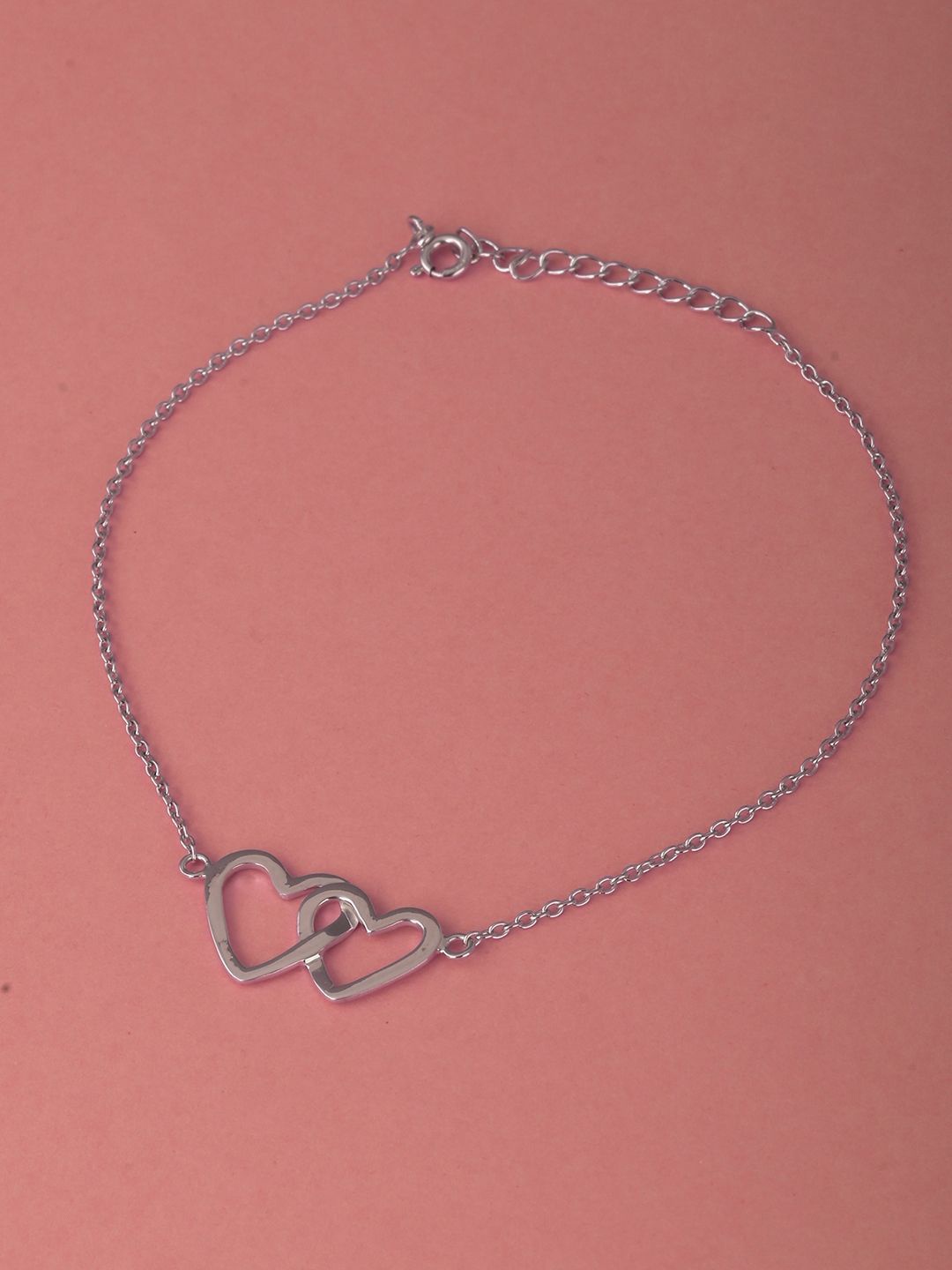 

Whitehathi Silver Plated 92.5 Sterling Silver Entangle Heart Anklet